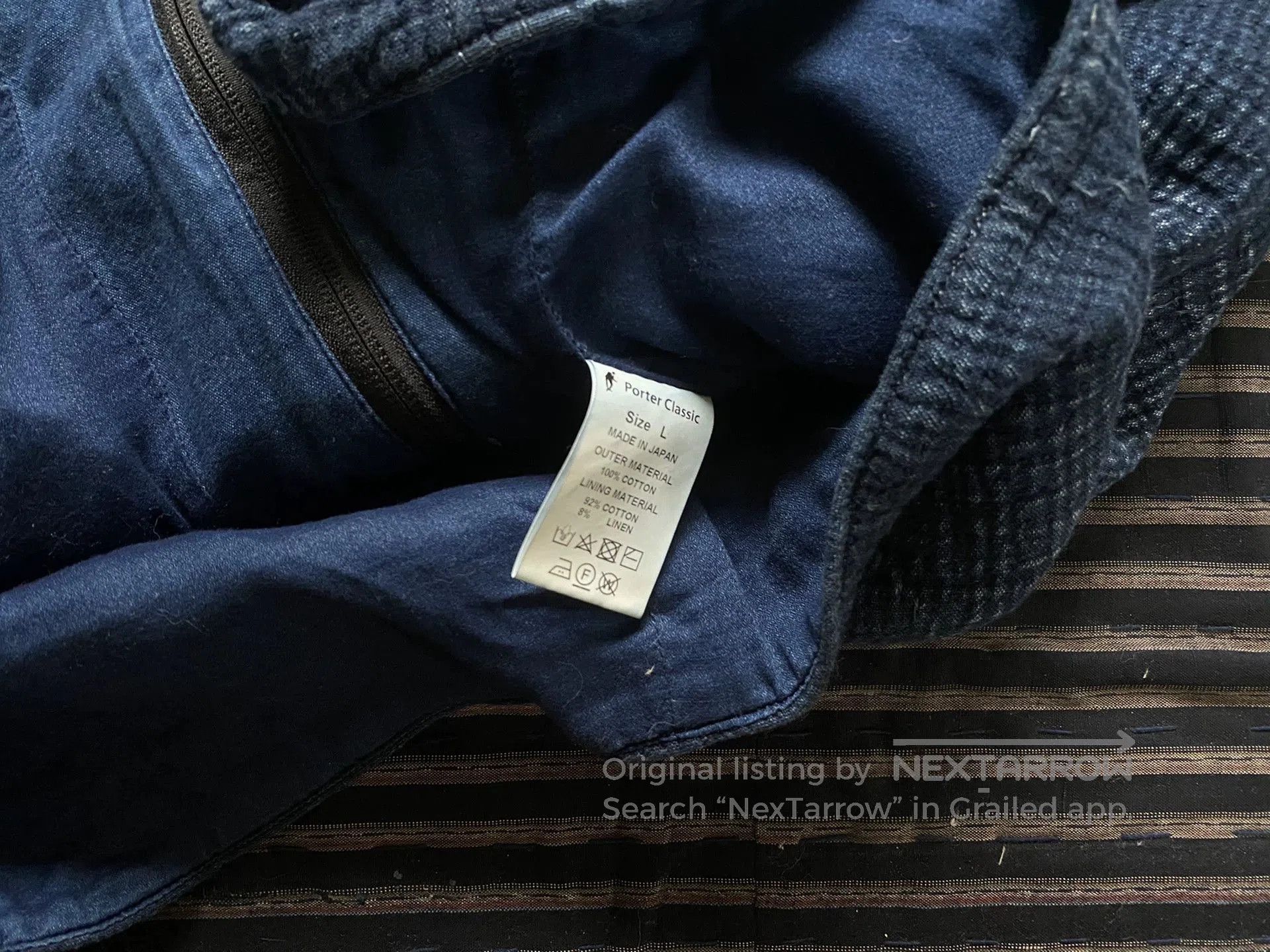Porter Classic indigo sashiko light zip up outdoor jacket. Size US M / EU 48-50 / 2 - 5 Thumbnail
