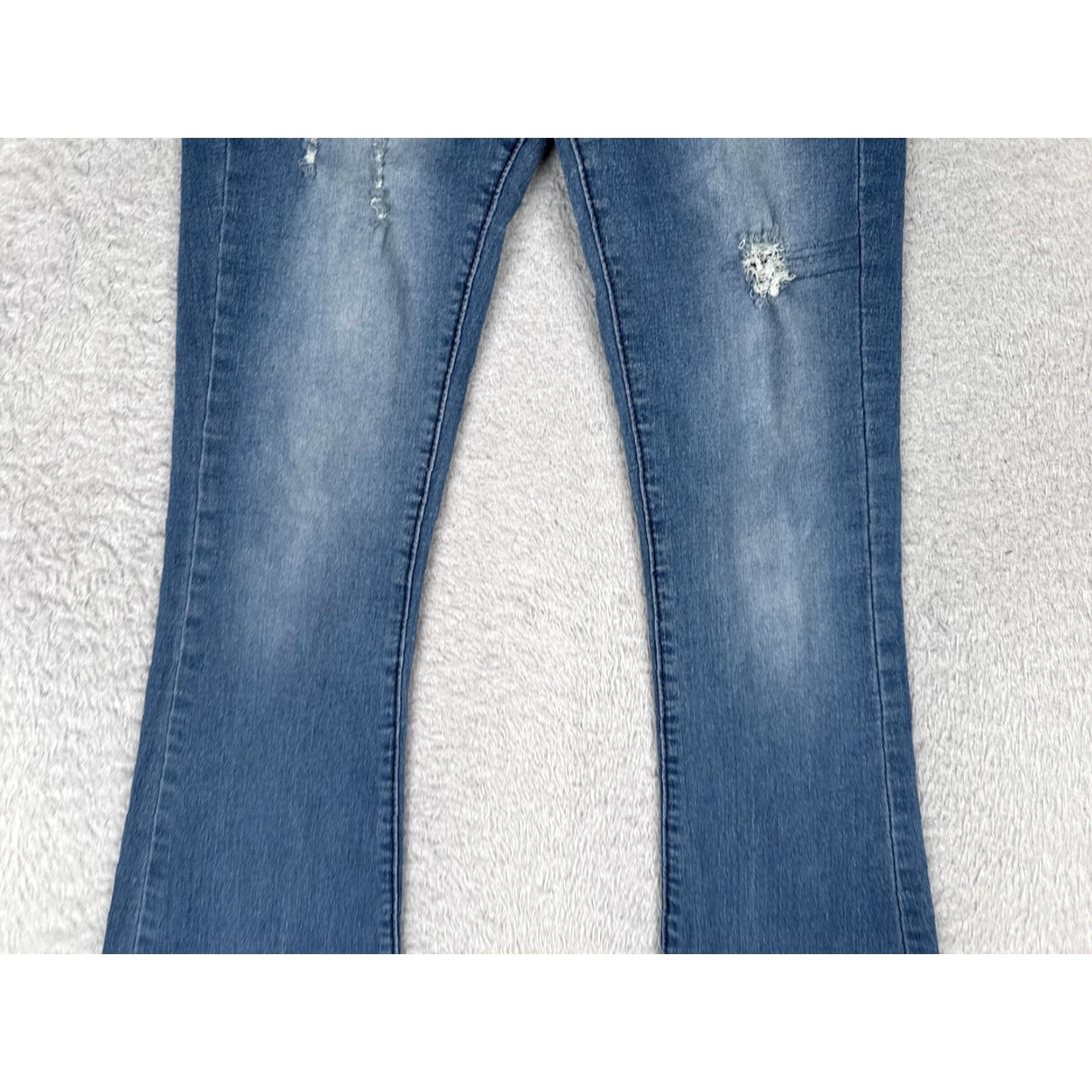 Vintage Pastel Jeans Jeans Juniors 5/6 Blue High Rise Distressed Stretch Flare 90s Womens Size 28" / US 6 / IT 42 - 3 Thumbnail