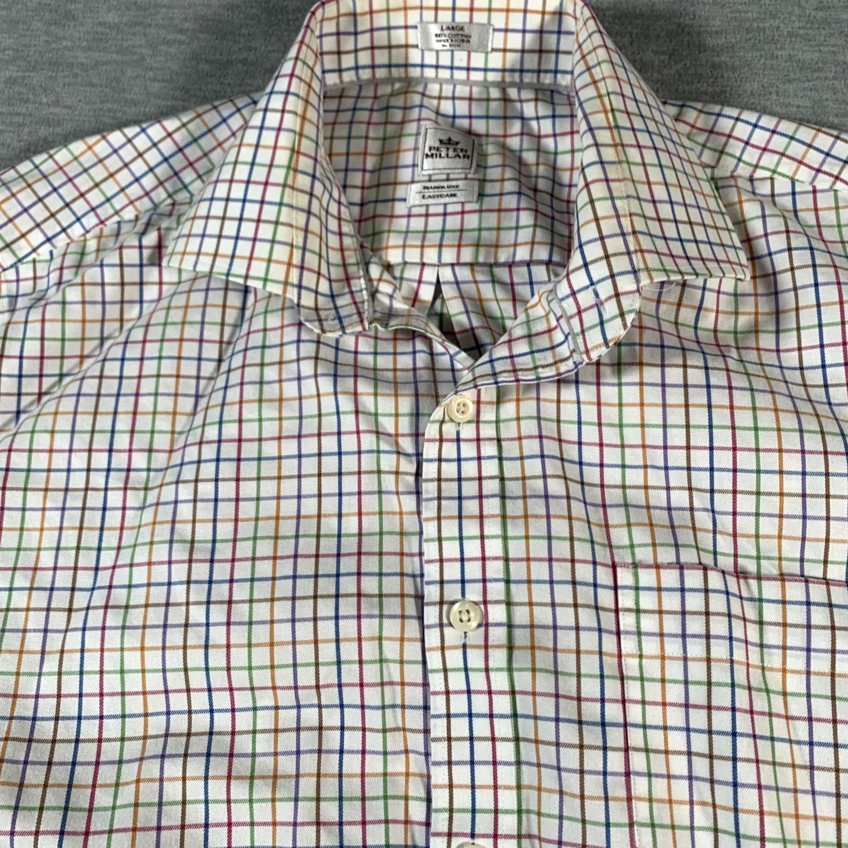 Peter Millar Peter Millar Shirt Mens Large Multicolor Plaid Button-Down Nanoluxe Easycare Wrinkle Resistant Classic Check 100% Cotton Size US L / EU 52-54 / 3 - 5 Thumbnail