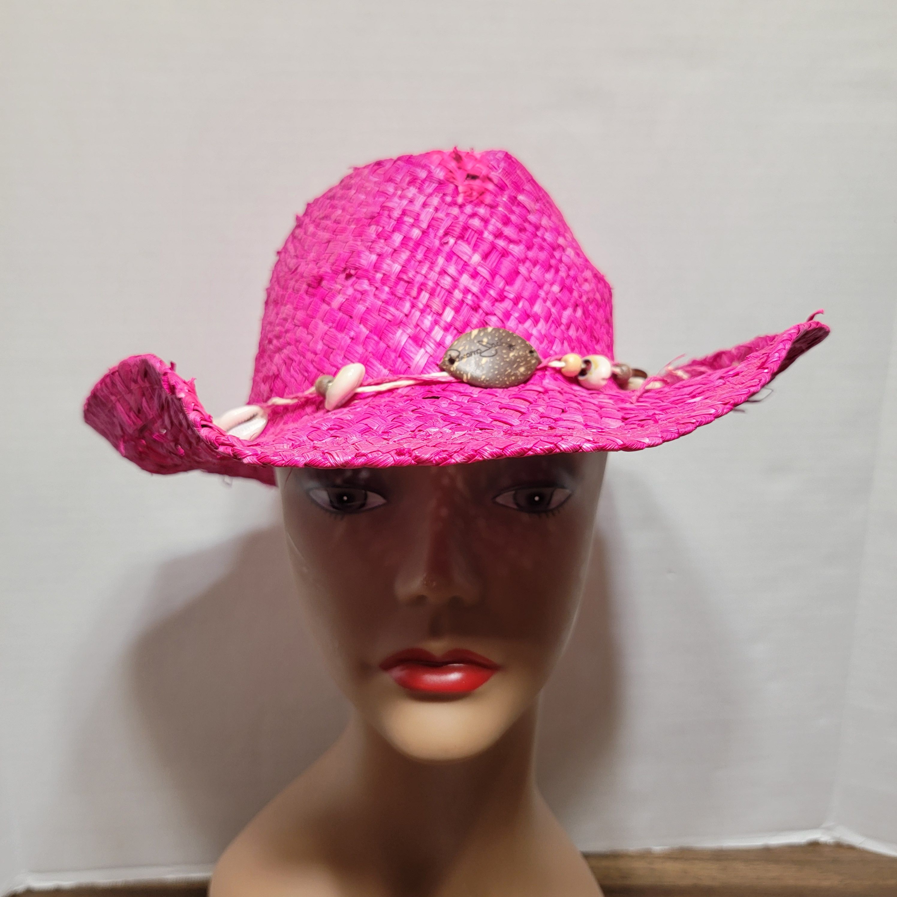 Panama Jack Panama Jack Hot Pink Straw Hat w/ Shells - One Size Size ONE SIZE - 1 Thumbnail