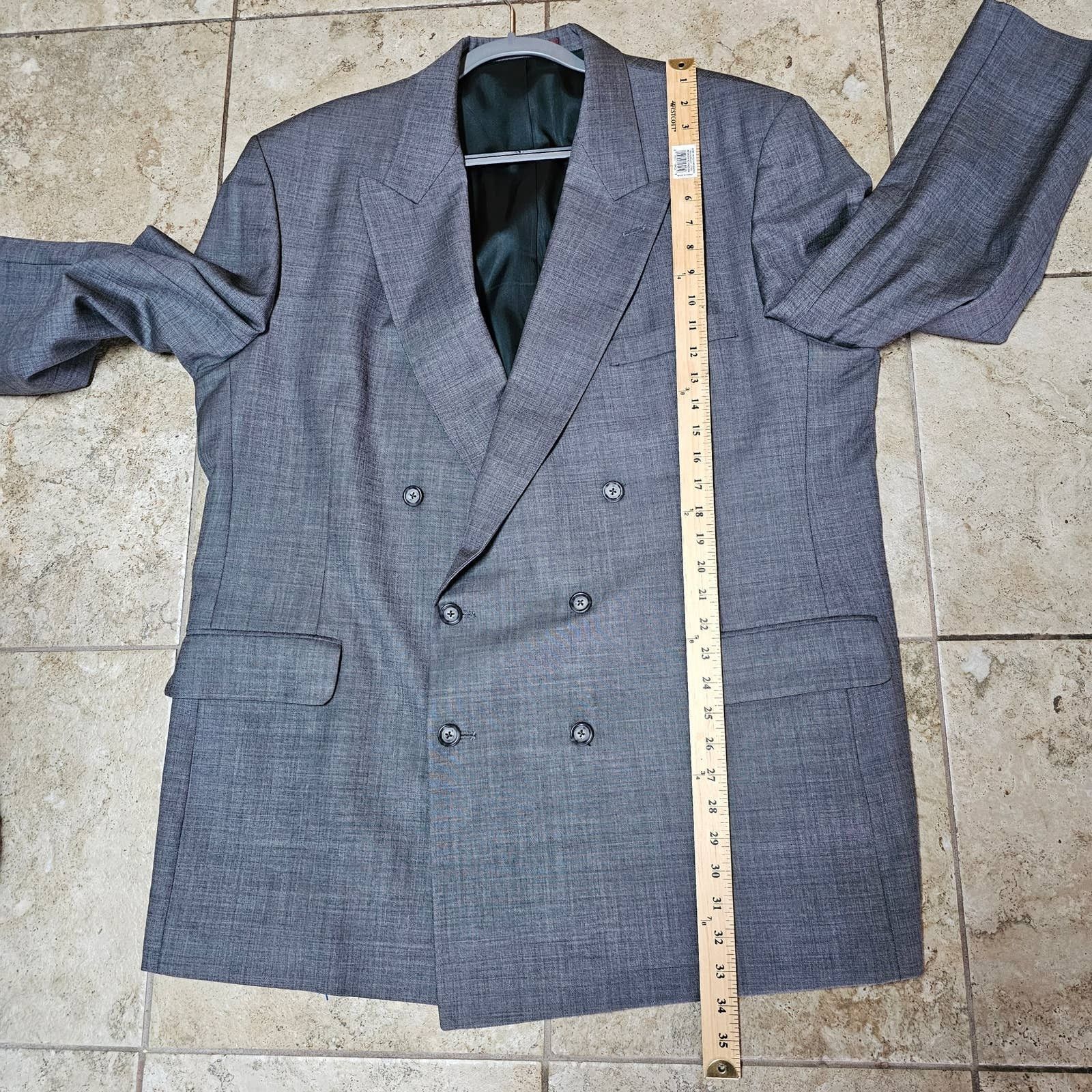 Nordstrom Nordstom Doubl Breasted Gray Tweed Mens Jacket 100% Wool 40L Size 40L - 8 Thumbnail