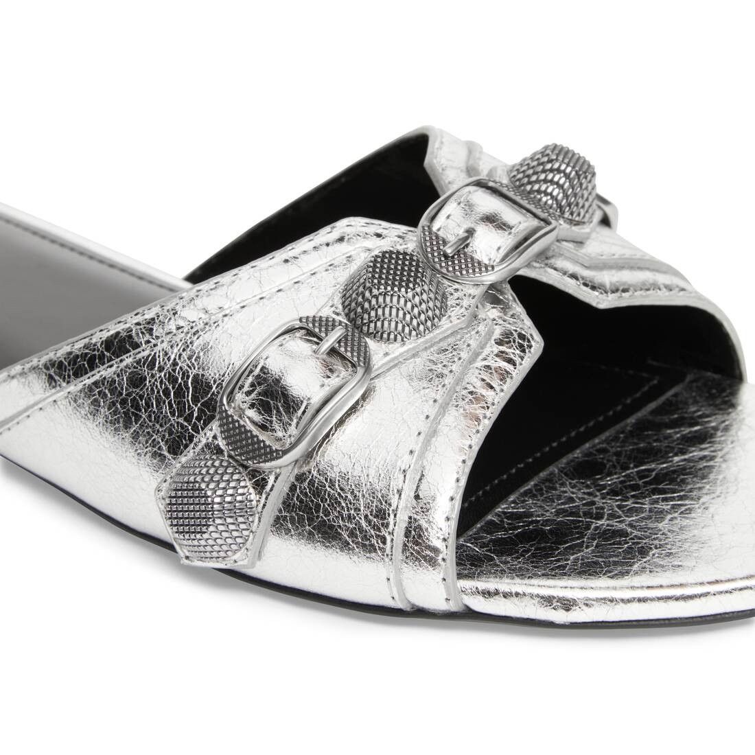 Balenciaga o1w1db10625 Cagole Sandals Metallized in Silver Size US 11 / IT 41 - 7 Thumbnail