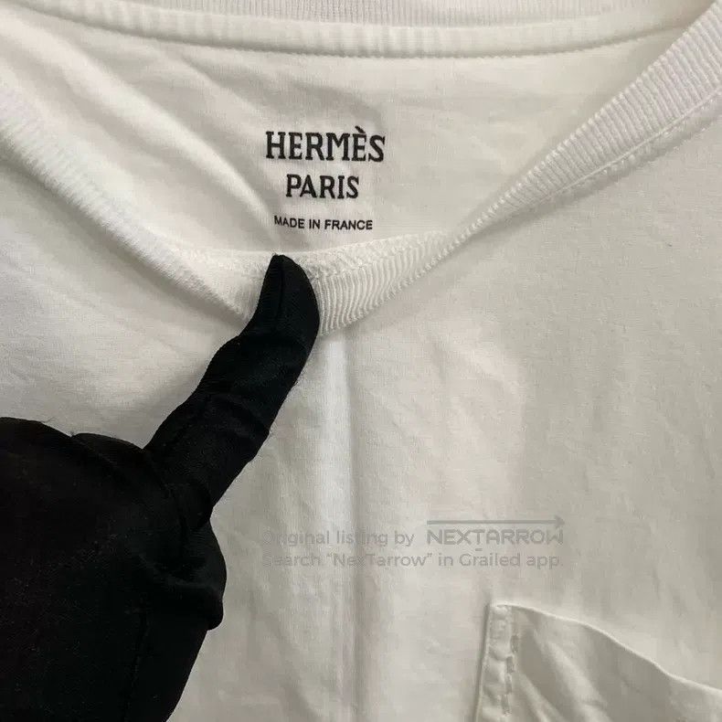 Hermes Hermes White Embroidered Pocket T-Shirt, New with Tag Size XXS / US 00 / IT 34 - 3 Thumbnail