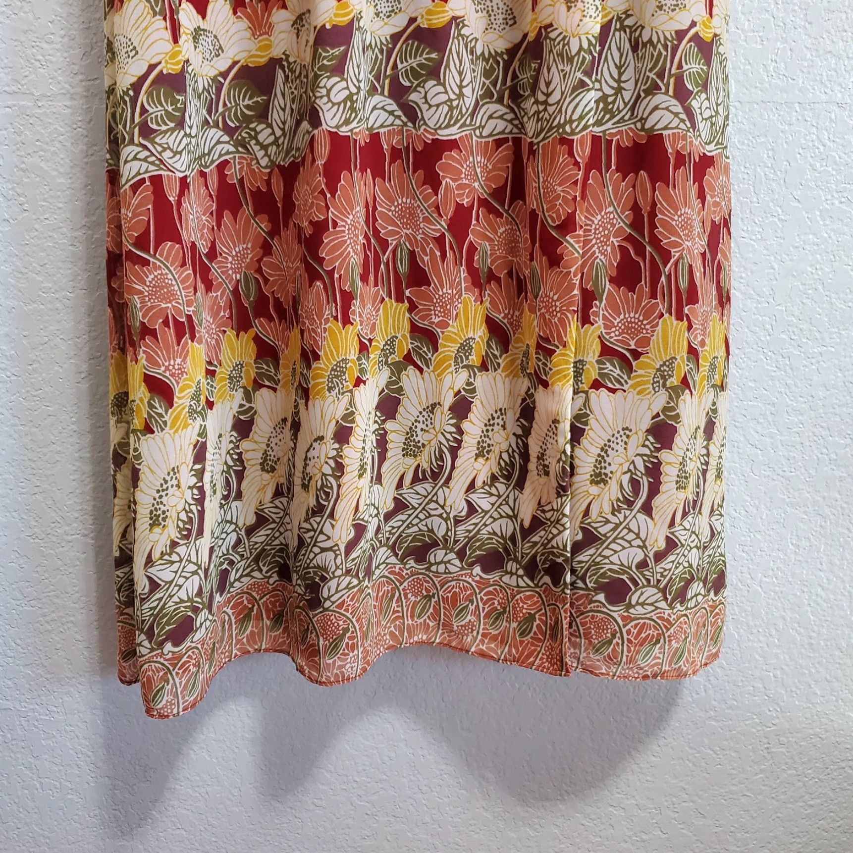 Madewell Madewell Maxi Dress Women 10 Red Sunflower Tulip Sleeve Flowy Maxi Feminine Boho Dress Size L / US 10 / IT 46 - 7 Thumbnail