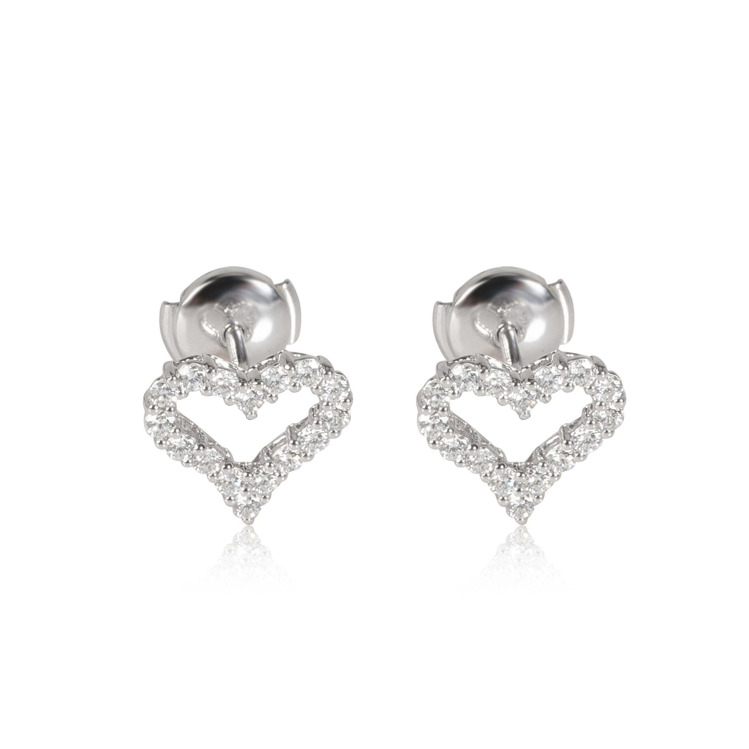 image of Tiffany Co Tiffany & Co. Heart Diamond Stud Earring In Platinum 0.57 Ctw in Gold, Women's