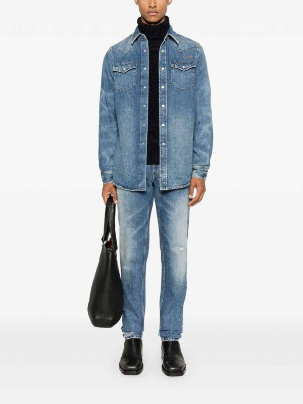 Givenchy o1mle0426 Skinny Straight Fit Jeans in Blue Size US 30 / EU 46 - 2 Thumbnail