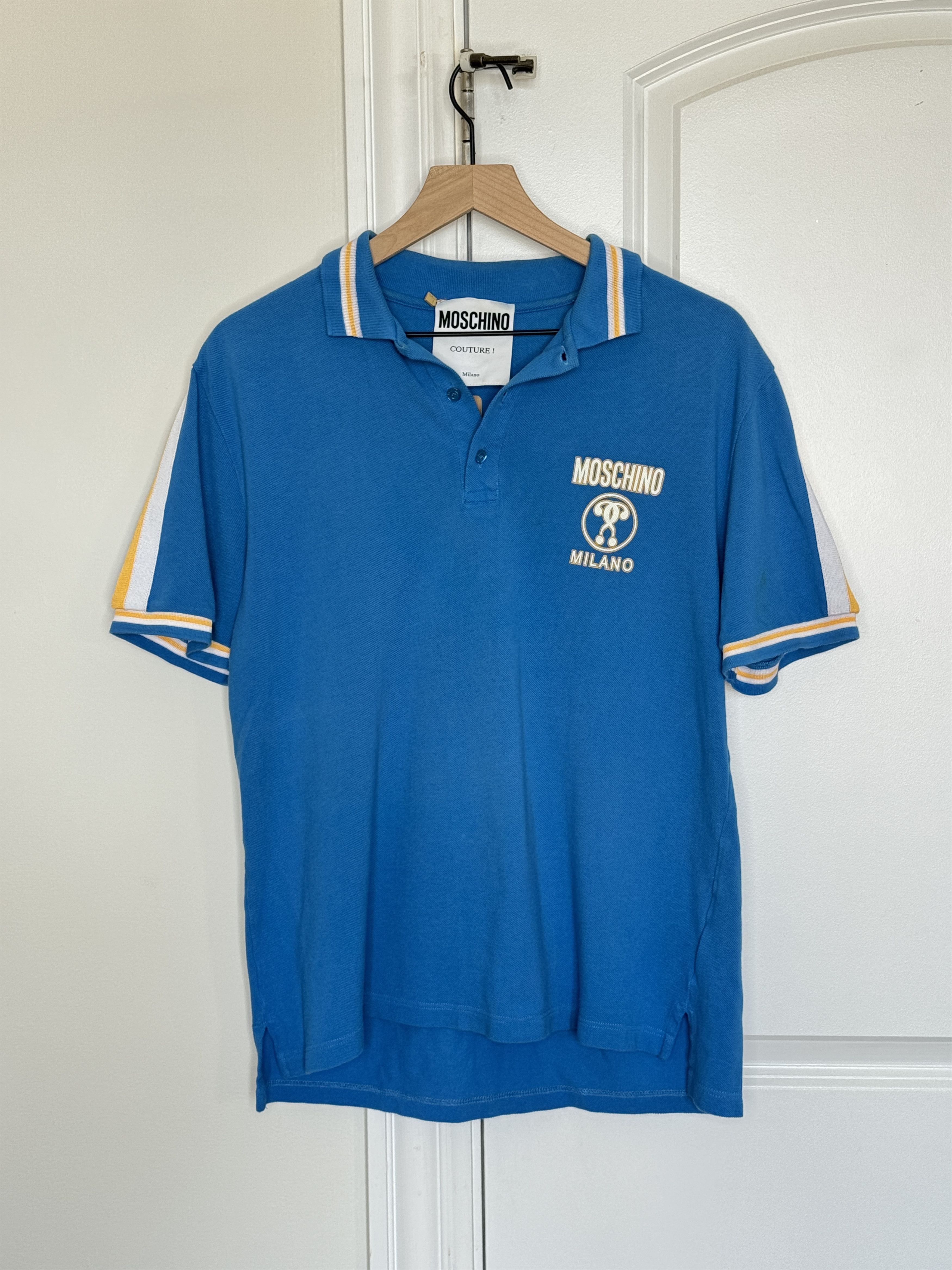 Moschino Logo Blue/Yellow Polo Shirt