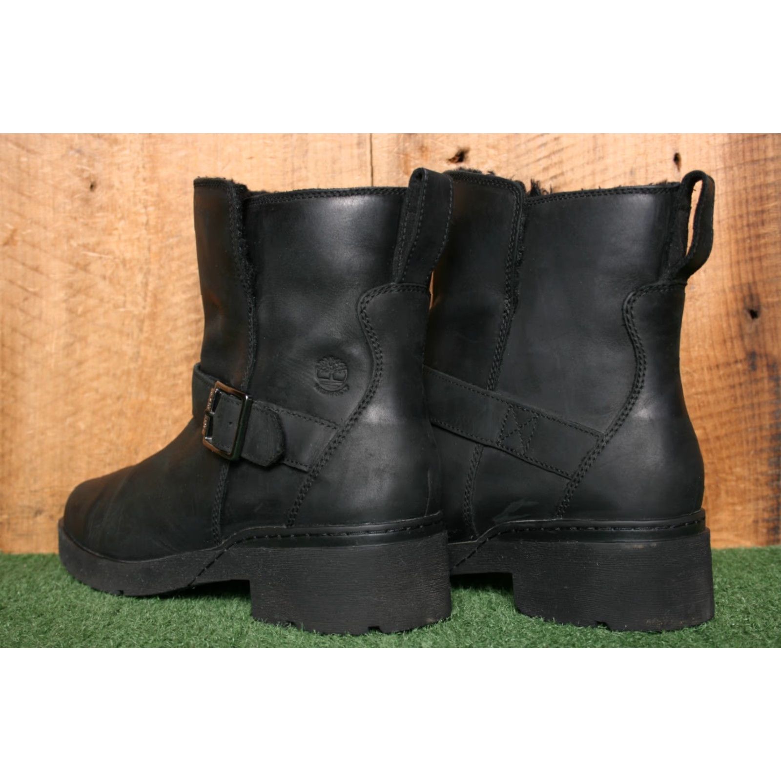 Timberland TIMBERLAND Graceyn Black Faux Fur Lined Waterproof Biker Boots Sz. 8 Womens Leather Bootie 90s? Size US 6 / IT 36 - 3 Thumbnail