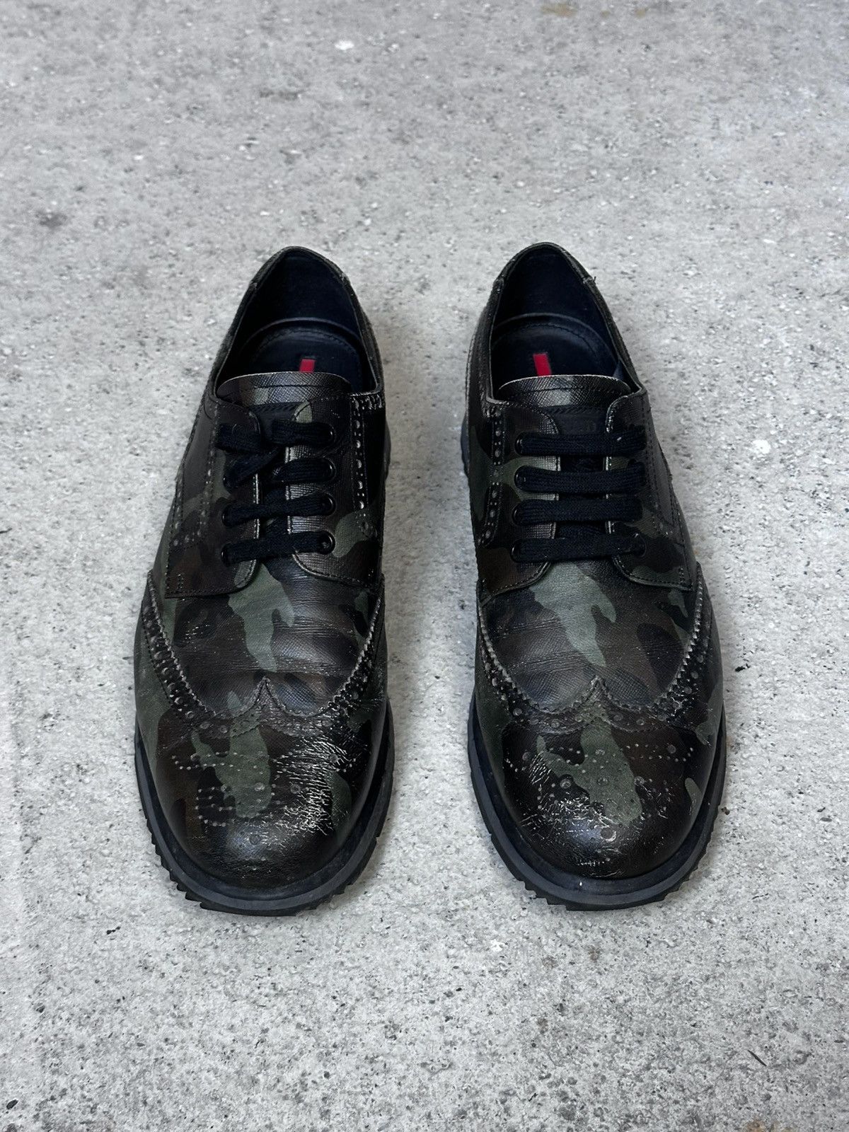 Prada Prada Mens Camo Full Brogue Derby Shoes size - 44/45 us - 11 Size US 11 / EU 44 - 3 Thumbnail