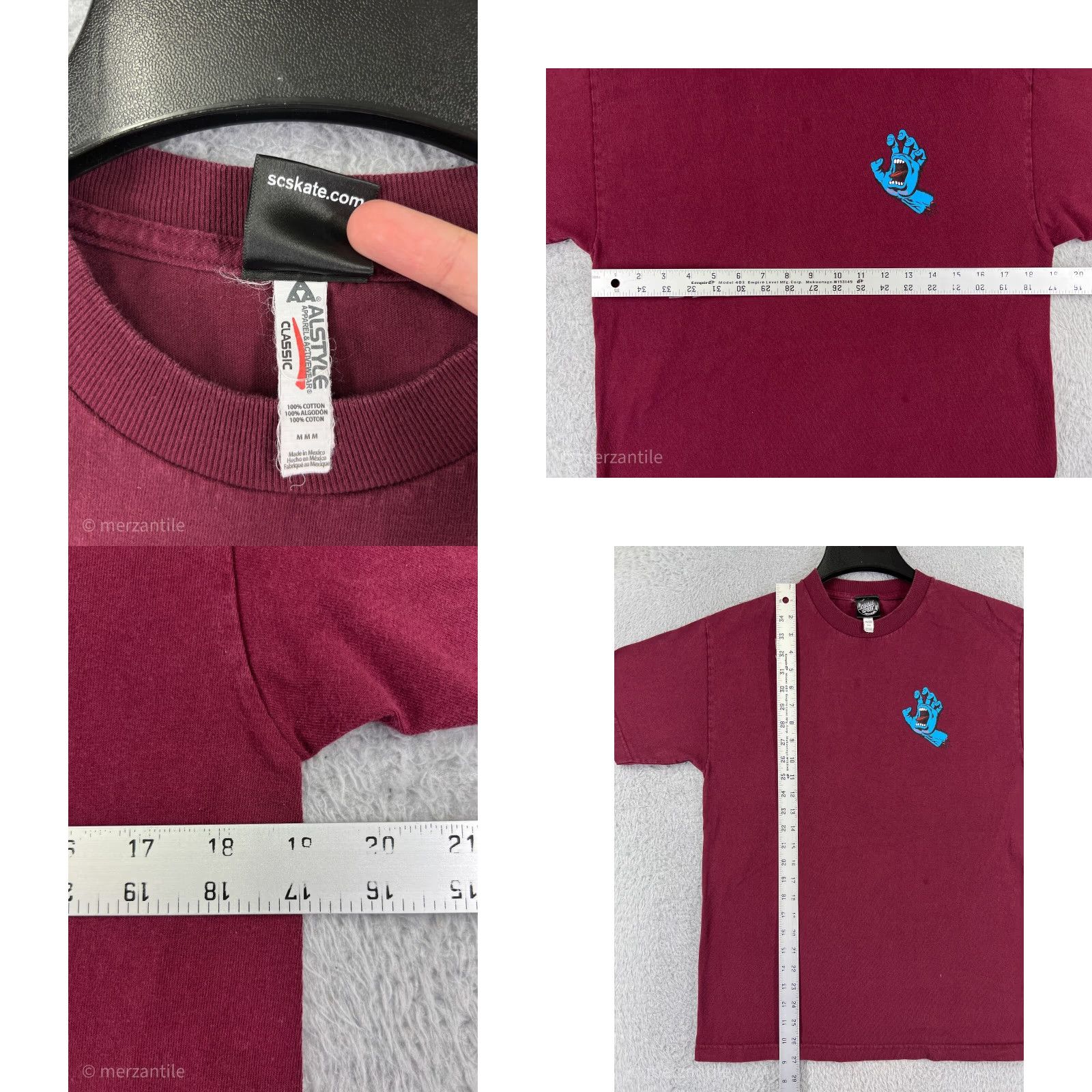 Vintage Alstyle Apparel & Activewear Santa Cruz Shirt Men Medium Red White Graphic Print Cotton Jersey Short Sleeve Crew Neck Beach Skate Surf Size US M / EU 48-50 / 2 - 8 Thumbnail