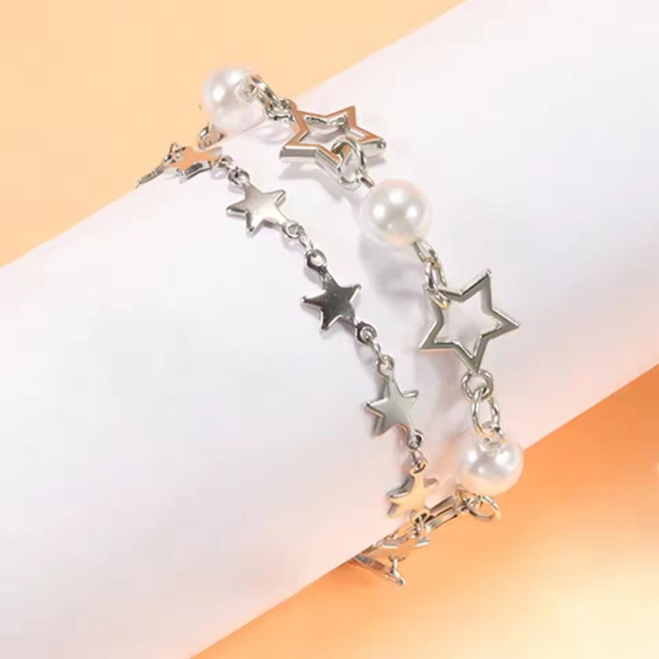 Jewelry Imitation Pearl Star Friendship Bracelet Size ONE SIZE - 1 Thumbnail