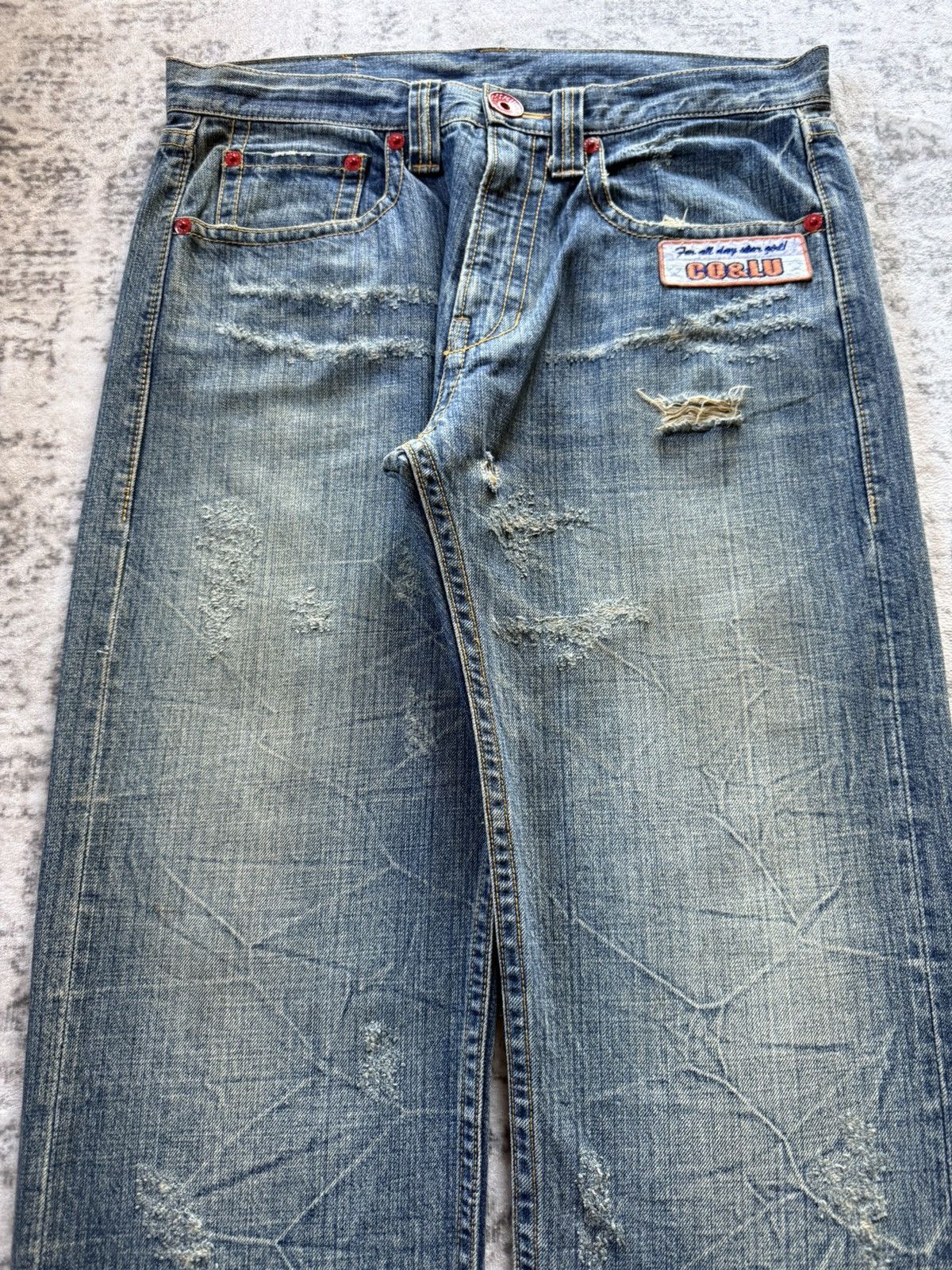 Japanese Brand Co&Lu Japan Daicock Evisu Style Redline Baggy Loose Jeans Size US 32 / EU 48 - 13 Thumbnail