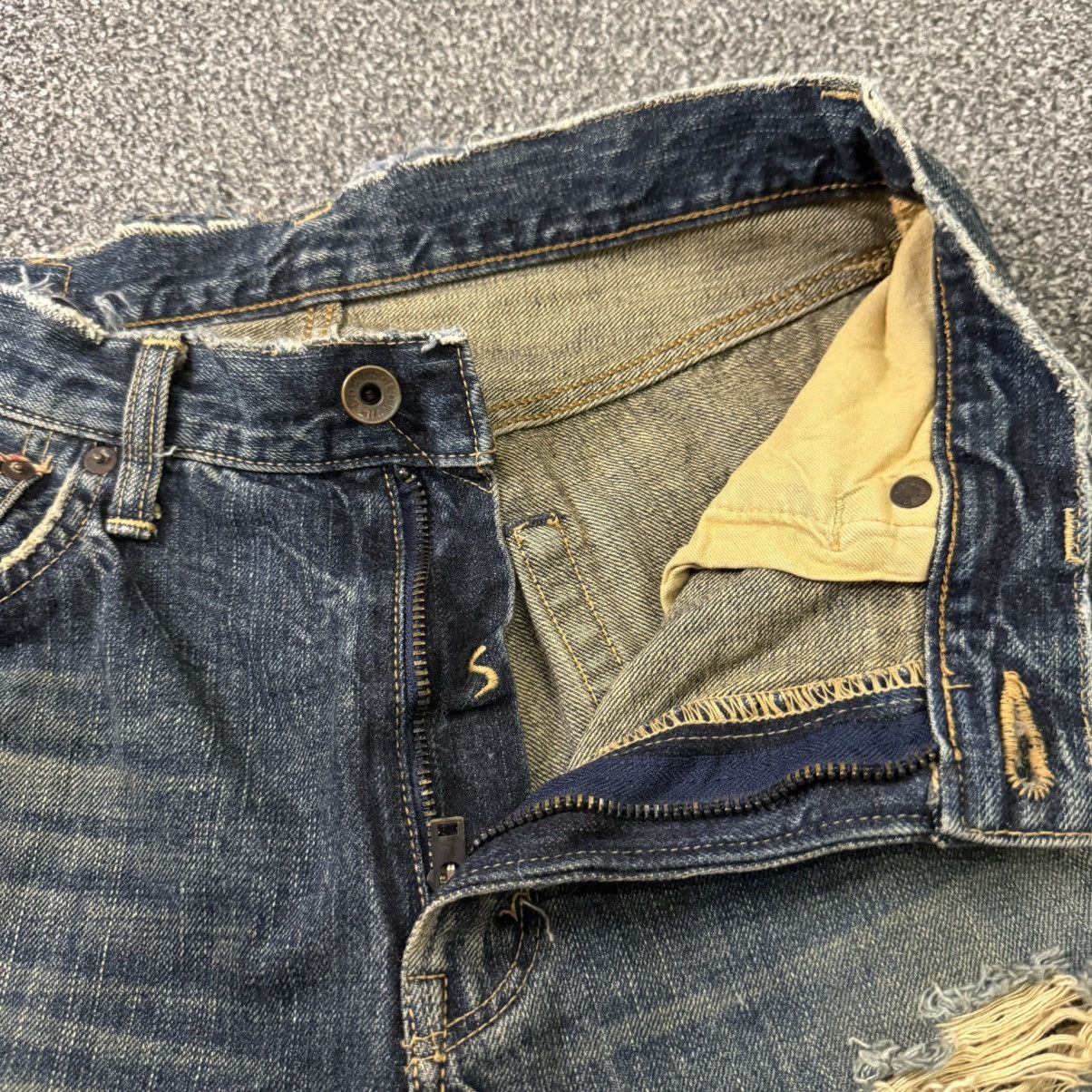 If Six Was Nine Vtg Archival Selvedge Edwin 505s Thrashed Distressed Mud Size US 29 - 13 Thumbnail