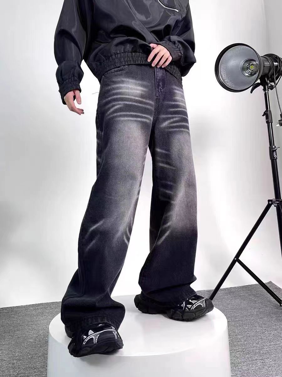Japanese Brand × Jean Black Washed Loose Wide Leg Jeans Size US 31 - 3 Thumbnail