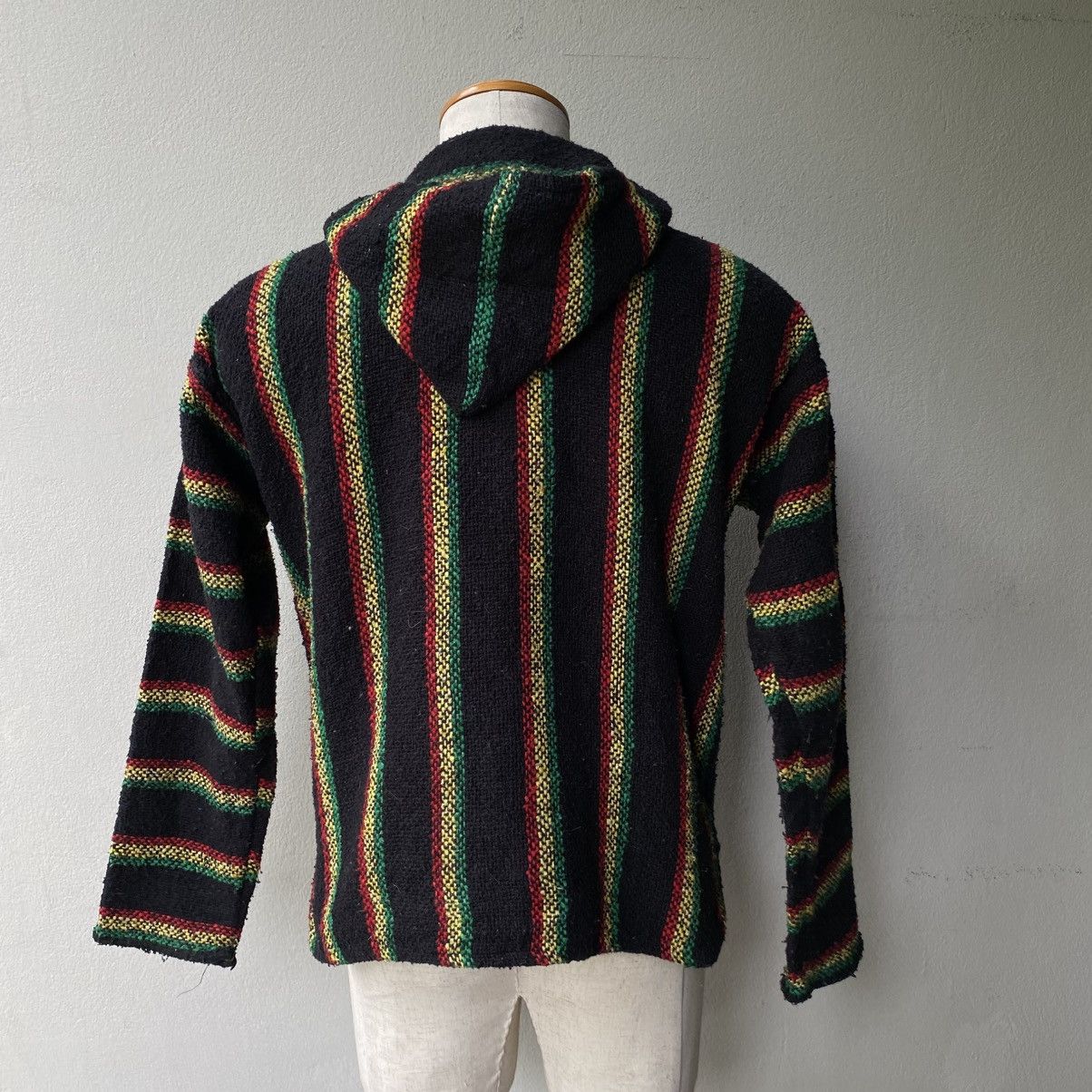 Vintage Black Rasta Striped Baja Hoodie with Drawstring Size US M / EU 48-50 / 2 - 9 Thumbnail