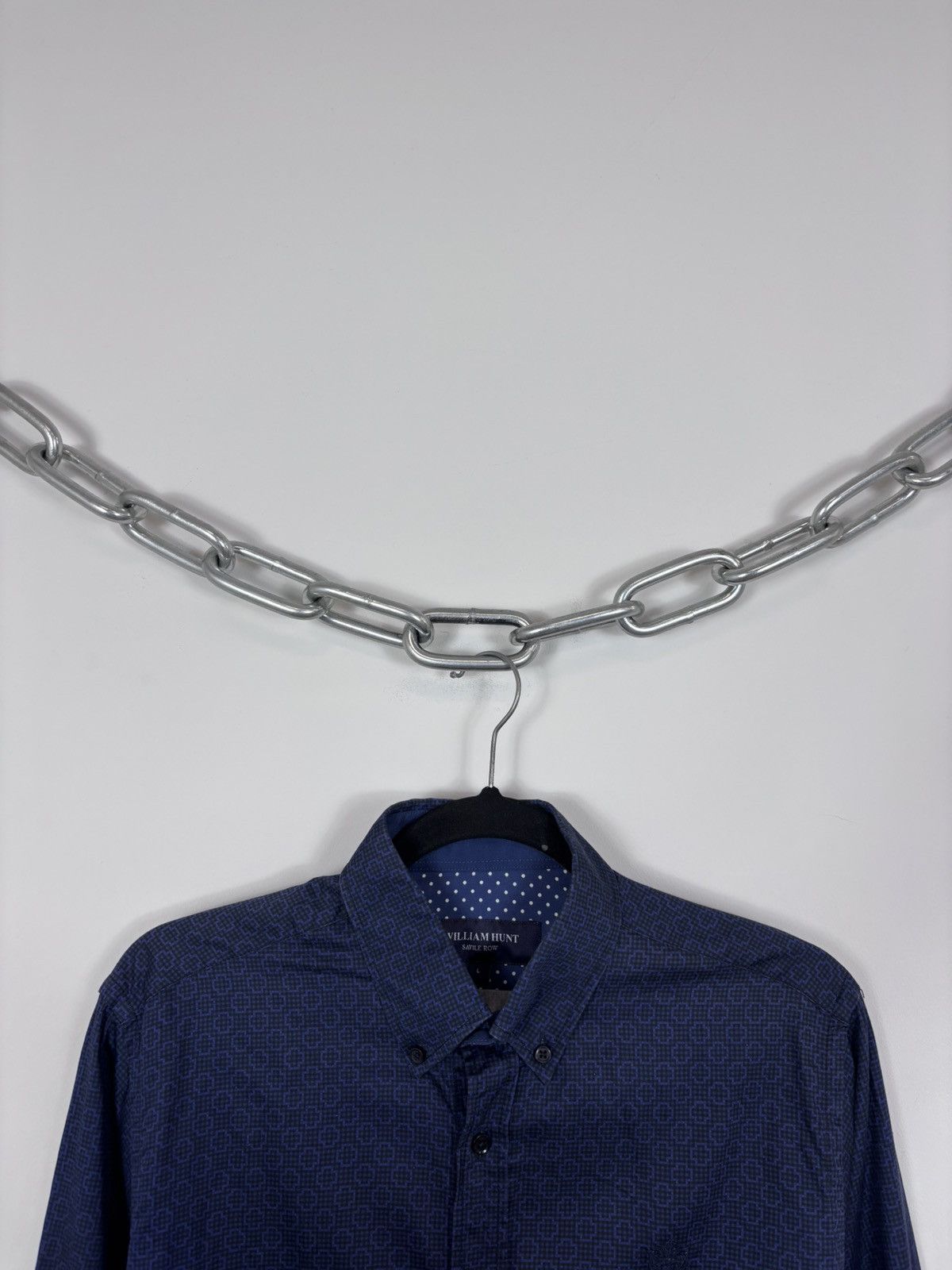 William Hunt William Hunt Savile Row Men’s Navy Blue Button Down Shirt Size US L / EU 52-54 / 3 - 3 Thumbnail