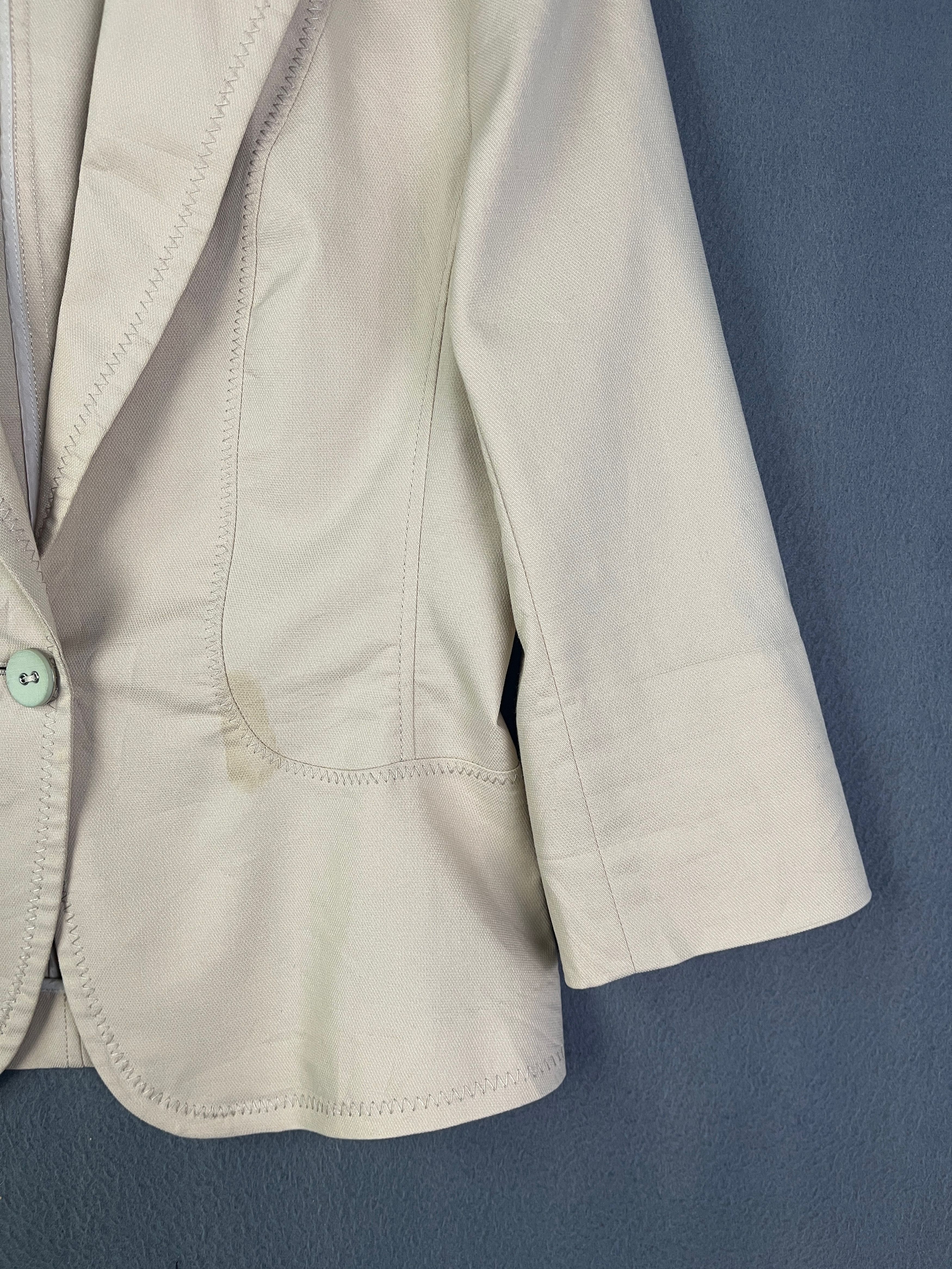 Japanese Brand Ined Single Button Blazer Jacket Beige Yohji Yamamoto Size S / US 4 / IT 40 - 5 Thumbnail