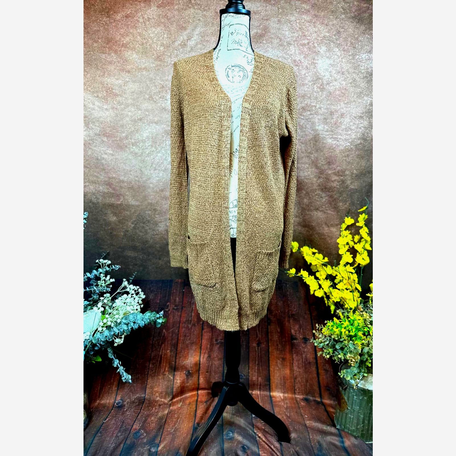 Other Love Ellie Speckled Long Open Front Cardigan Multi Brown L Size L / US 10 / IT 46 - 7 Thumbnail