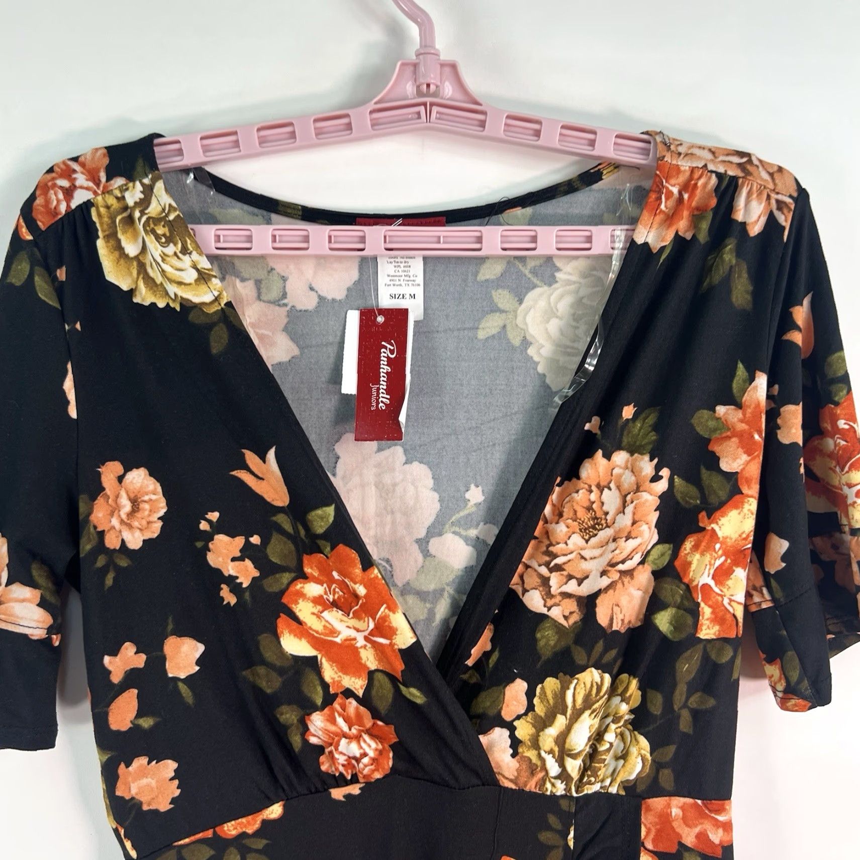 Vintage Panhandle Junior Rap Floral Dress M Black NWT Size M / US 6-8 / IT 42-44 - 2 Thumbnail