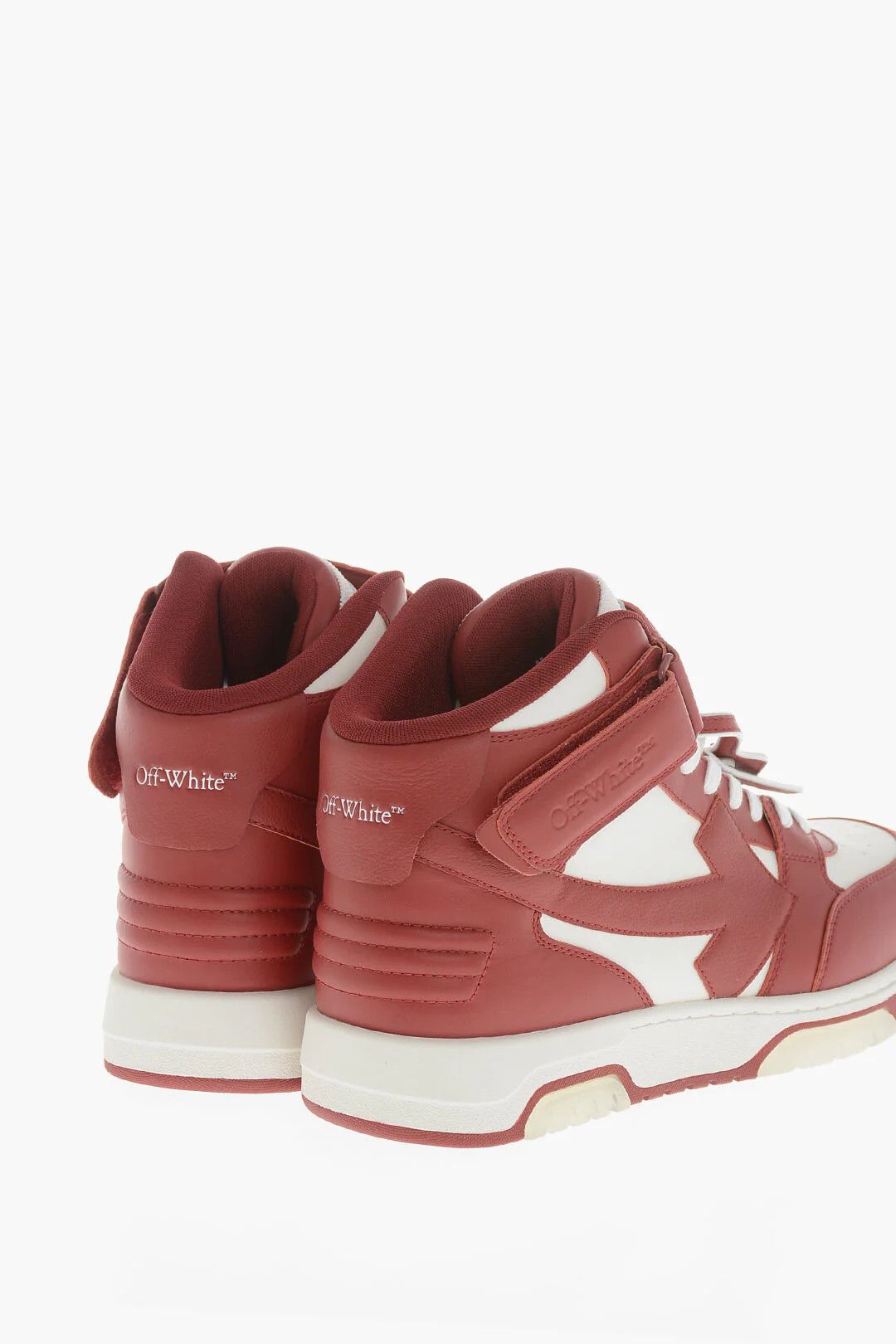 Off-White og1mm0426 Two-Tone Leather Hi-Top Sneakers in White & Red Size US 11 / EU 44 - 2 Thumbnail