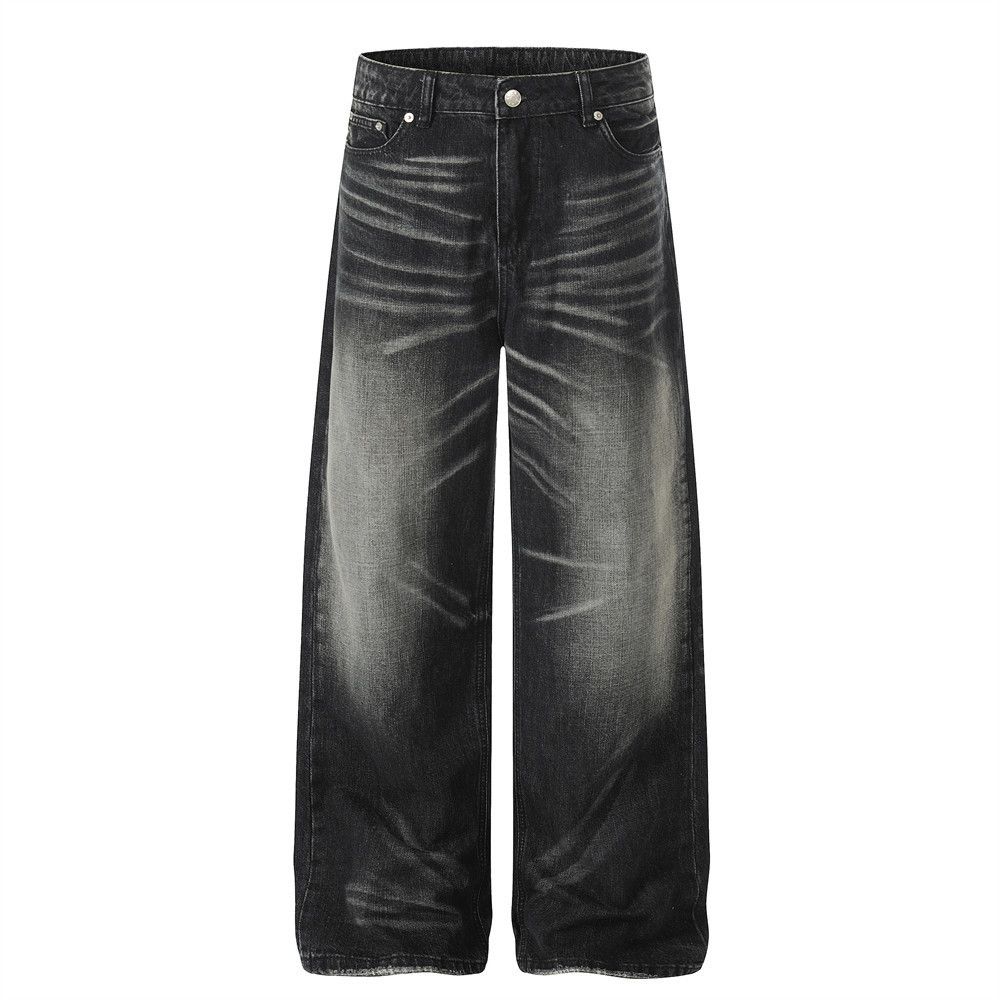 Punk Retro Washed Wide-Leg Distressed Casual Jeans