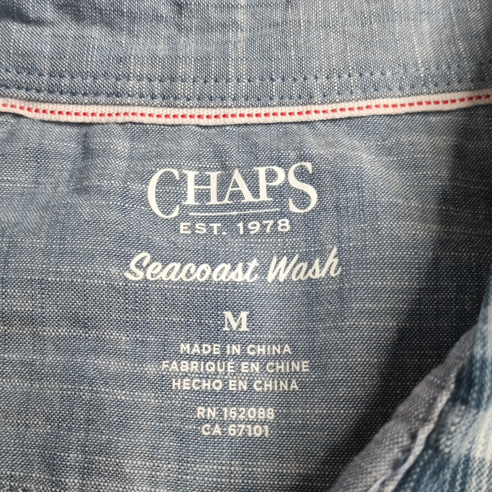 Chaps Chaps Seacoast Wash Chambray Woven Shirt Men's M Blue Plaid Size US M / EU 48-50 / 2 - 3 Thumbnail