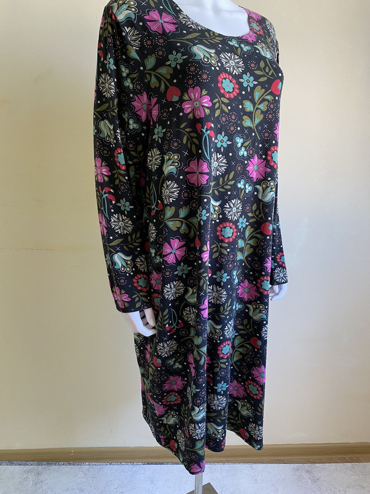 Gudrun Sjoden Gudrun Sjoden Multicolor Floral Long Sleeve Midi Dress Size XL / US 12-14 / IT 48-50 - 4 Thumbnail