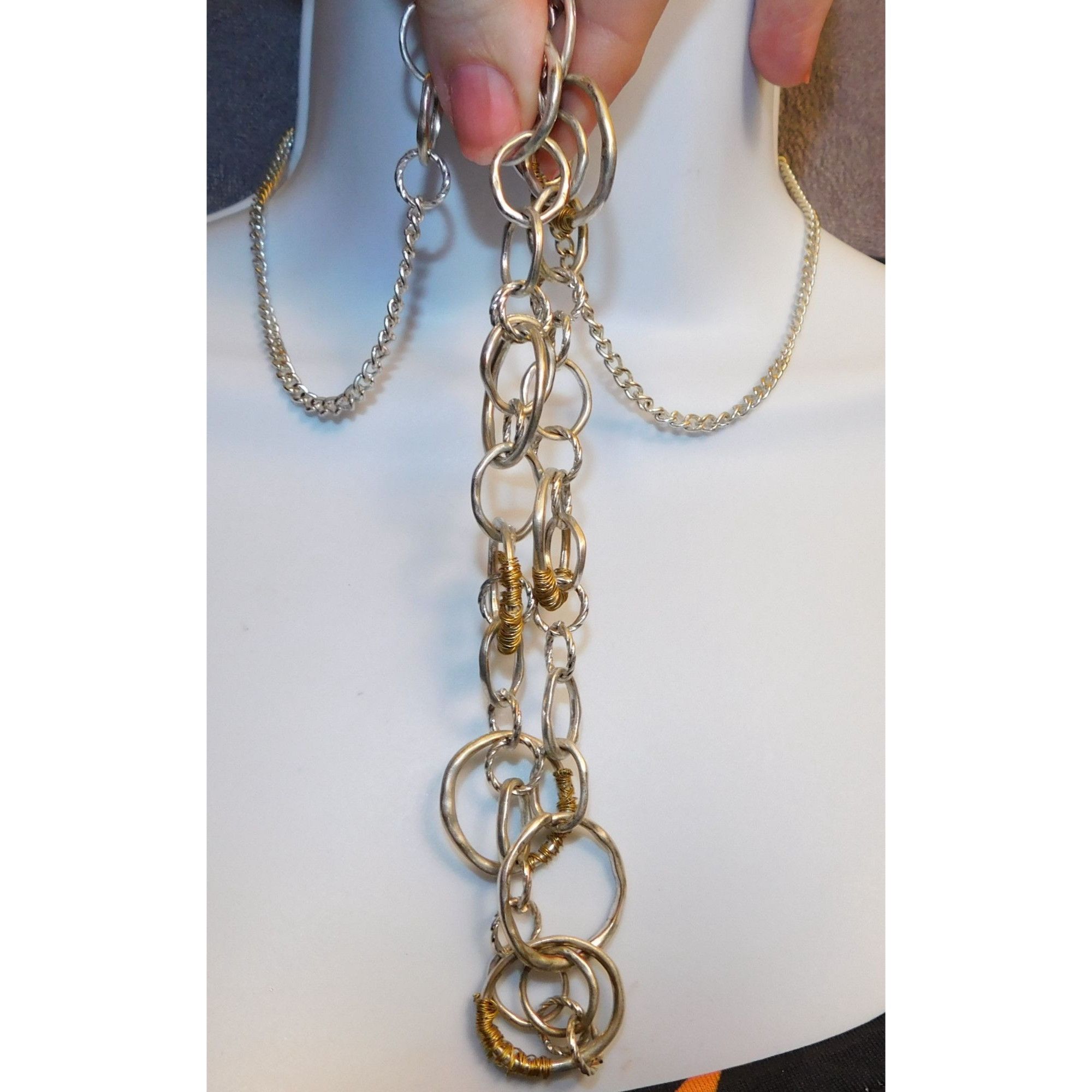 Other Wrapped Circle Geometric Silver And Gold Tone Link Necklace Size ONE SIZE - 2 Thumbnail