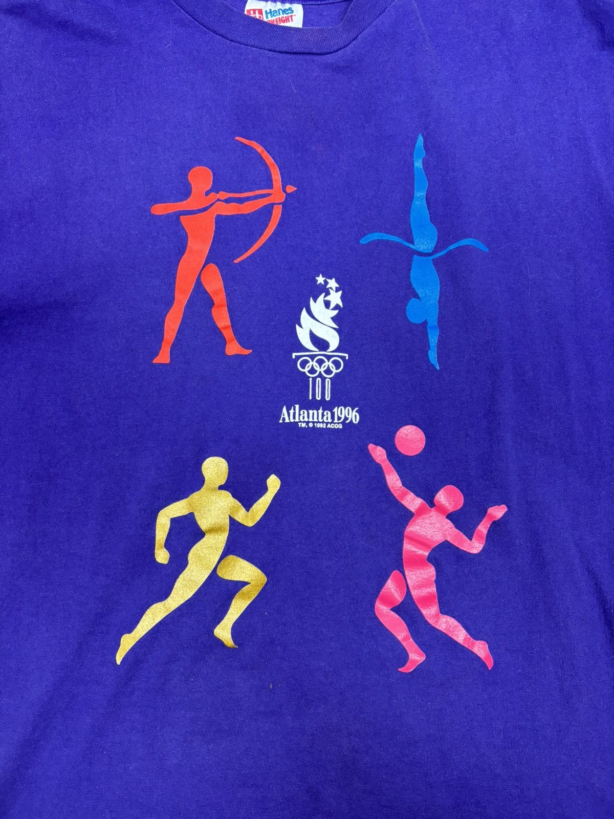 USA Olympics × Vintage Vintage 1996 hanes purple atlanta olympics tshirt Size US L / EU 52-54 / 3 - 2 Thumbnail