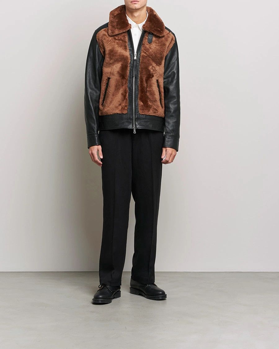 J.Lindeberg o1tko11224 Leather/ Shearling Jacket in Black/Brown Size US L / EU 52-54 / 3 - 2 Thumbnail