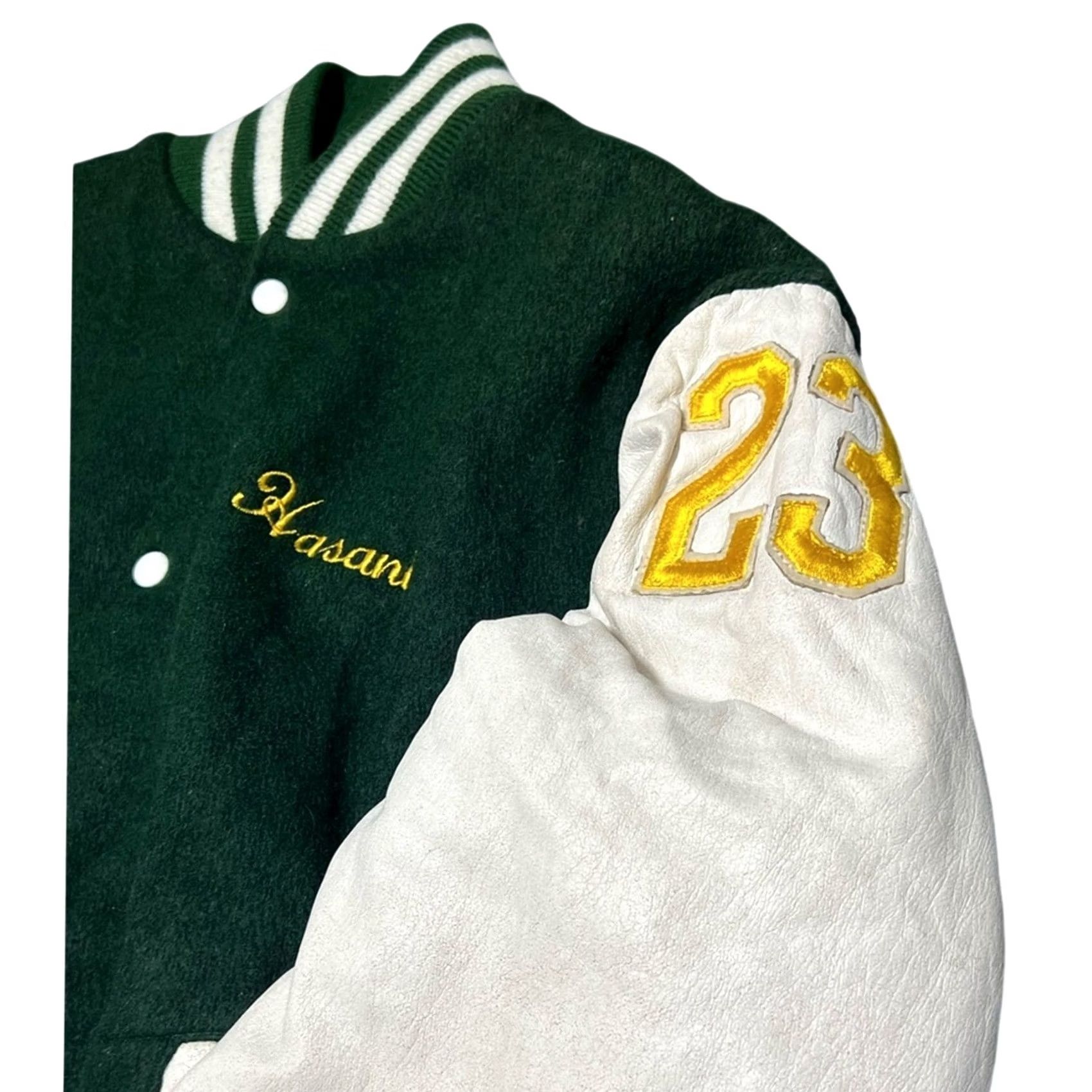 Vintage VINTAGE Empire Union Made Holy Cross Football Letterman Jacket Wool Leather 90’s Size US XL / EU 56 / 4 - 4 Thumbnail