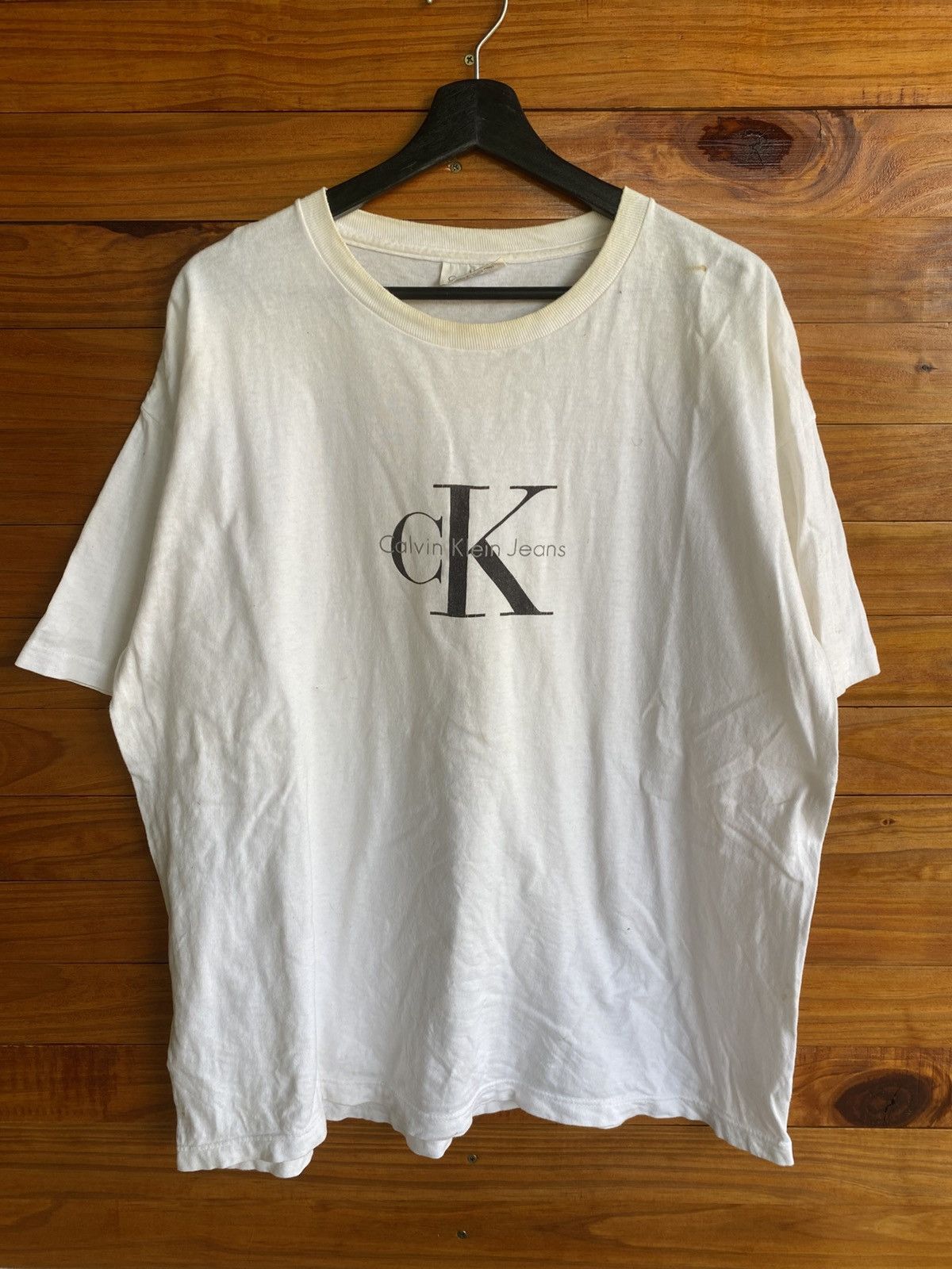 Calvin Klein Vintage Calvin Klein Jeans USA Made T-Shirt White CK Logo Size US XL / EU 56 / 4 - 3 Thumbnail