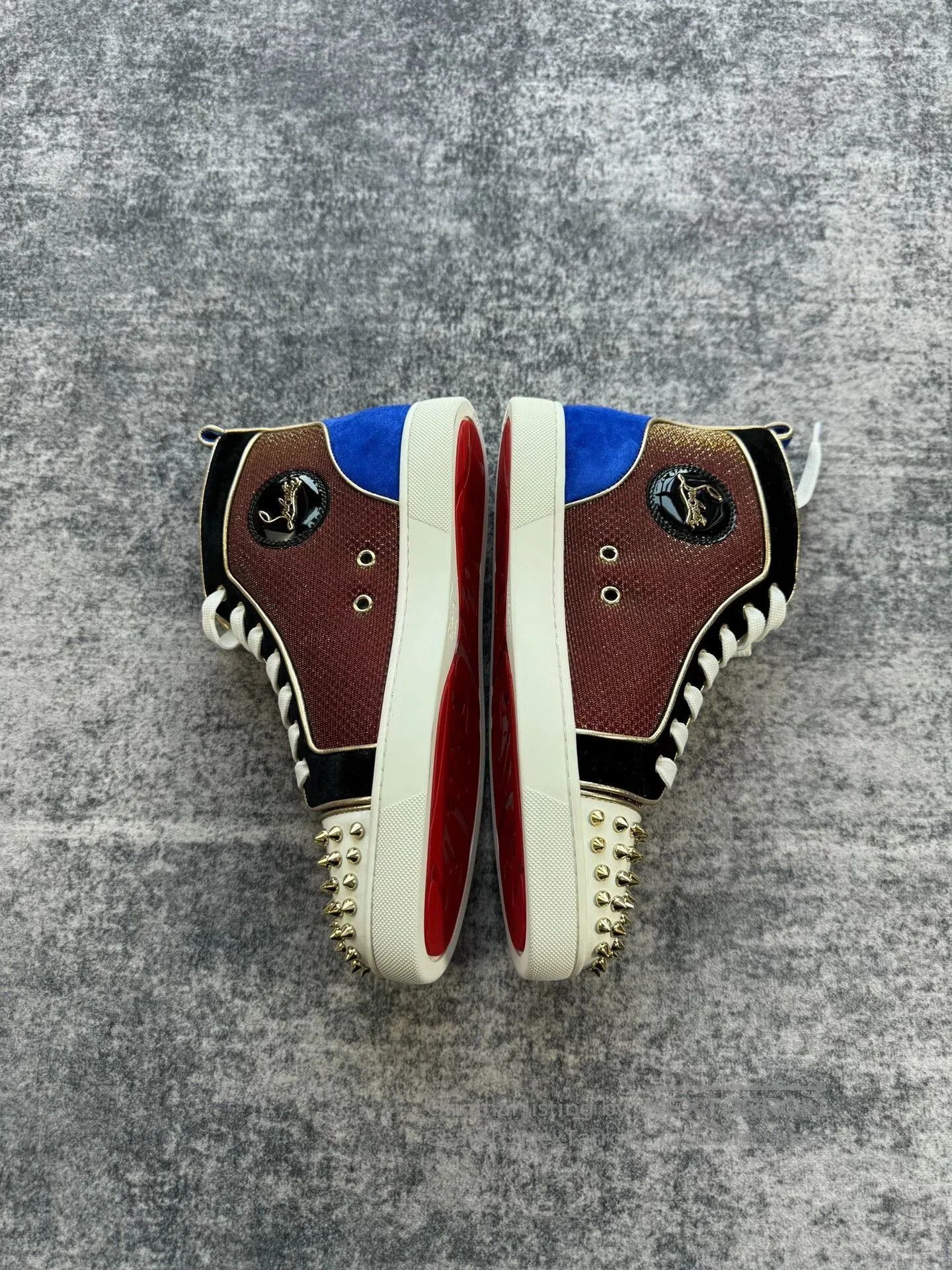 Christian Louboutin Christian Louboutin Red Blue High-Top Sneakers. Size US 8.5 / IT 38.5 - 4 Thumbnail