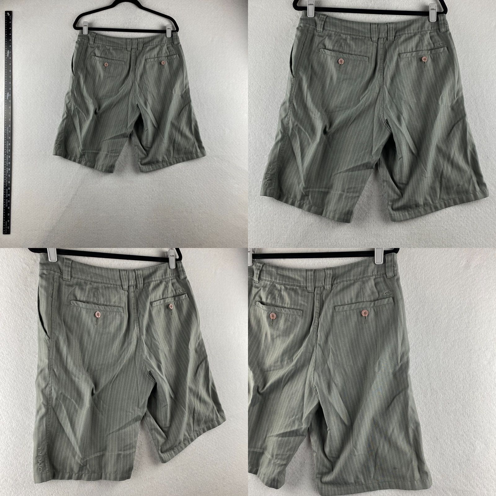 O'Neill O'Neill Mens Chino Shorts 32 Gray Button Slash Pockets Flat Front Striped Casual Size US 32 / EU 48 - 9 Thumbnail