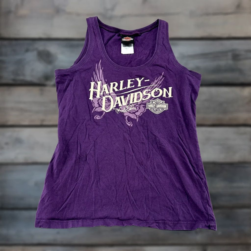 Harley Davidson VINTAGE Harley-Davidson Shirt Womens L Purple Tank Top Eagle Barbados USA Y2K Size L / US 10 / IT 46 - 1 Thumbnail