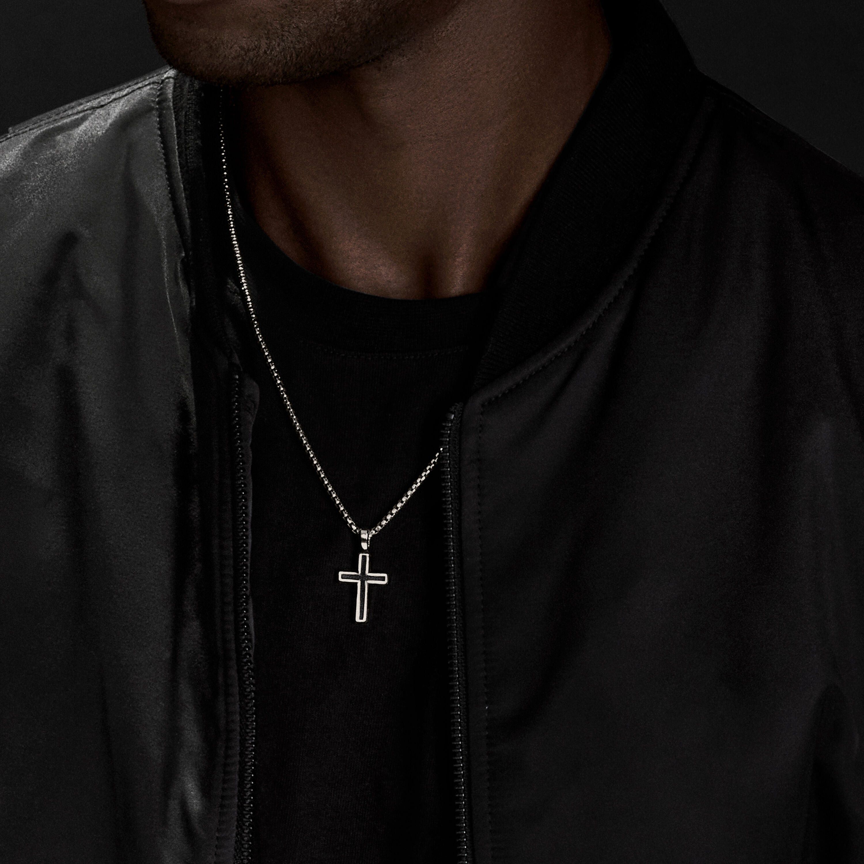 David Yurman o1w1db10526 D25165M /Size 10/Forged Carbon Cross in Silver Size ONE SIZE - 7 Thumbnail