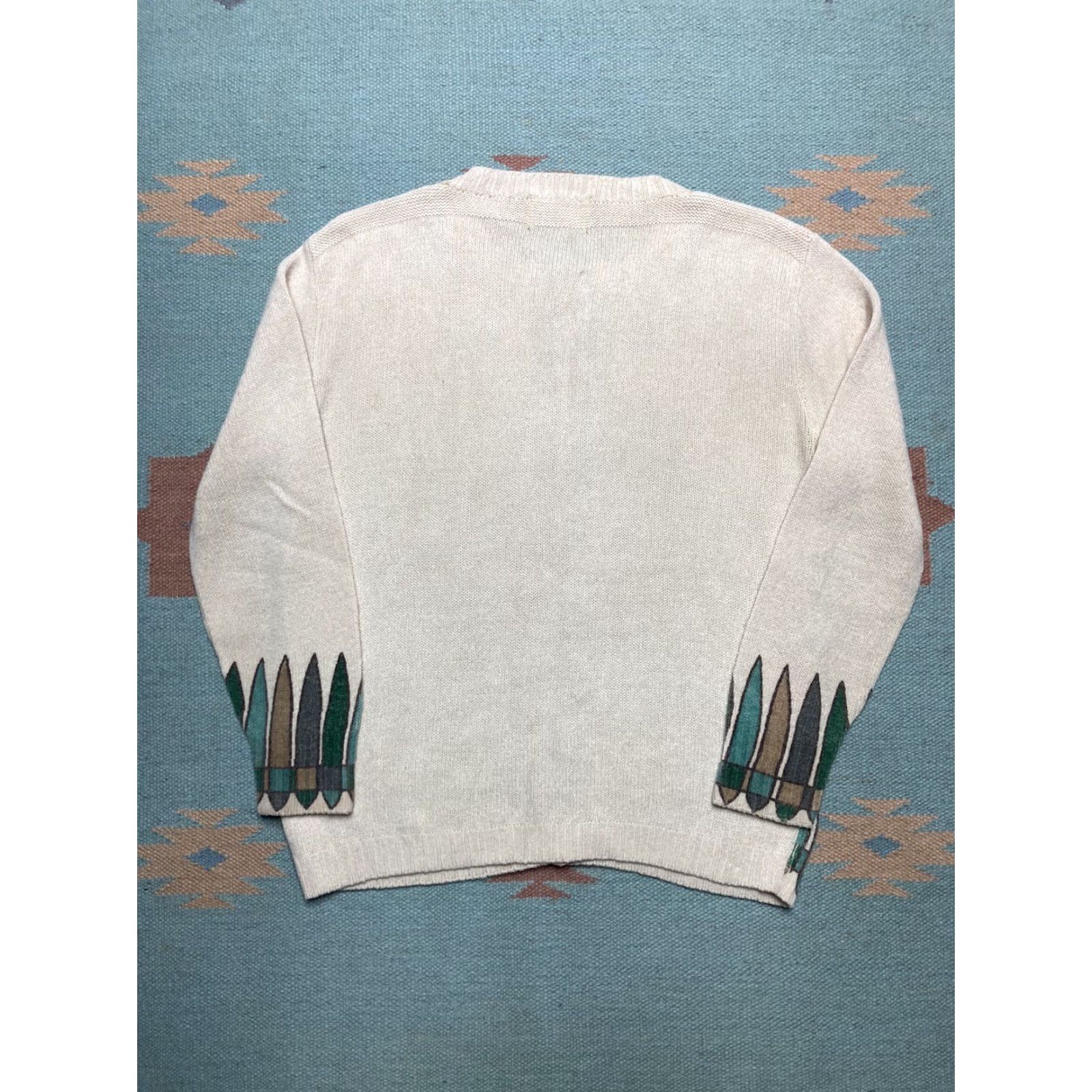 Vintage VINTAGE 1950s 60s acrylic knit sweater floral hand painted style large cardigan Size L / US 10 / IT 46 - 7 Thumbnail