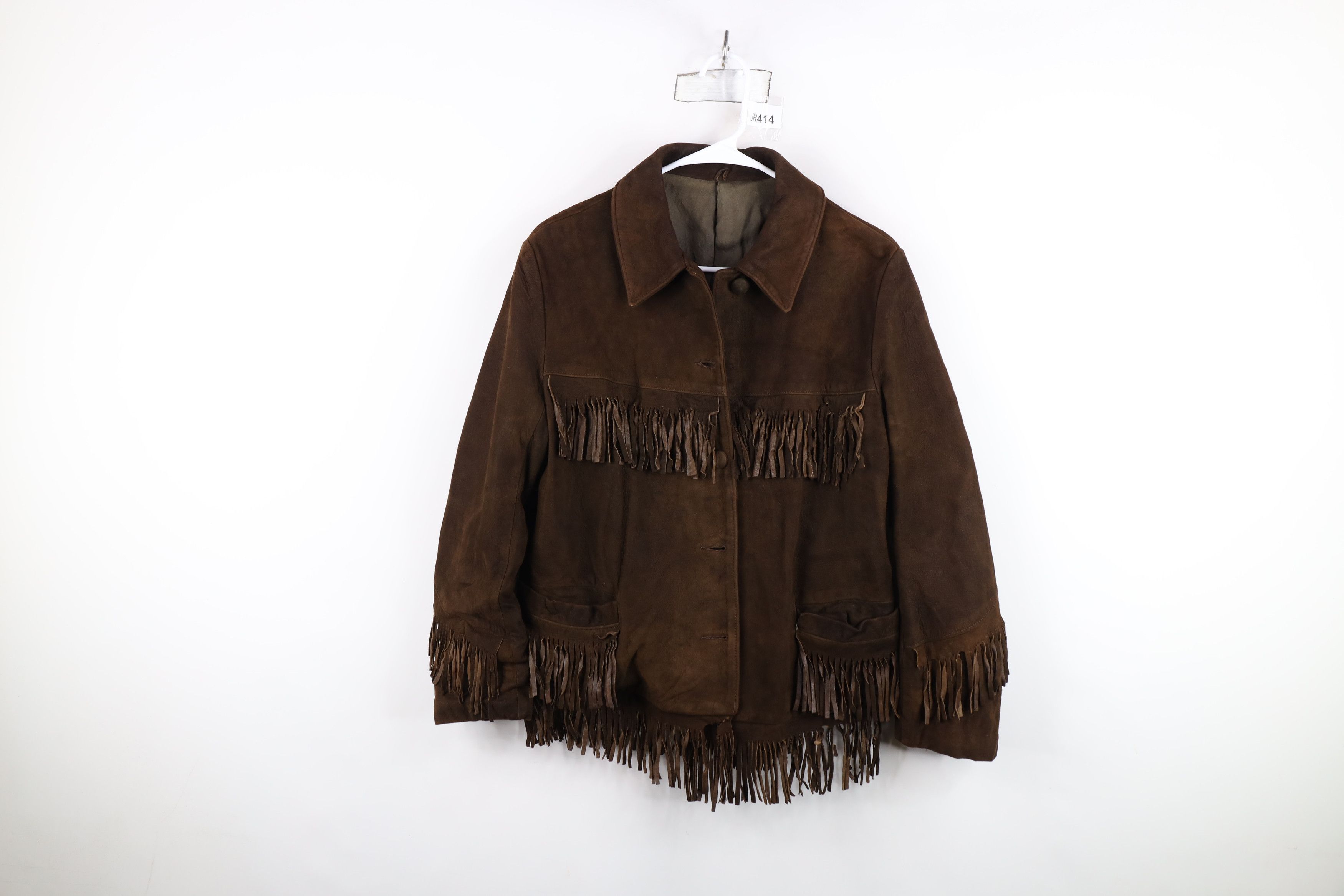Vintage Vintage 60s 70s Boho Chic Western Suede Leather Jacket Brown Size XL / US 12-14 / IT 48-50 - 1 Thumbnail