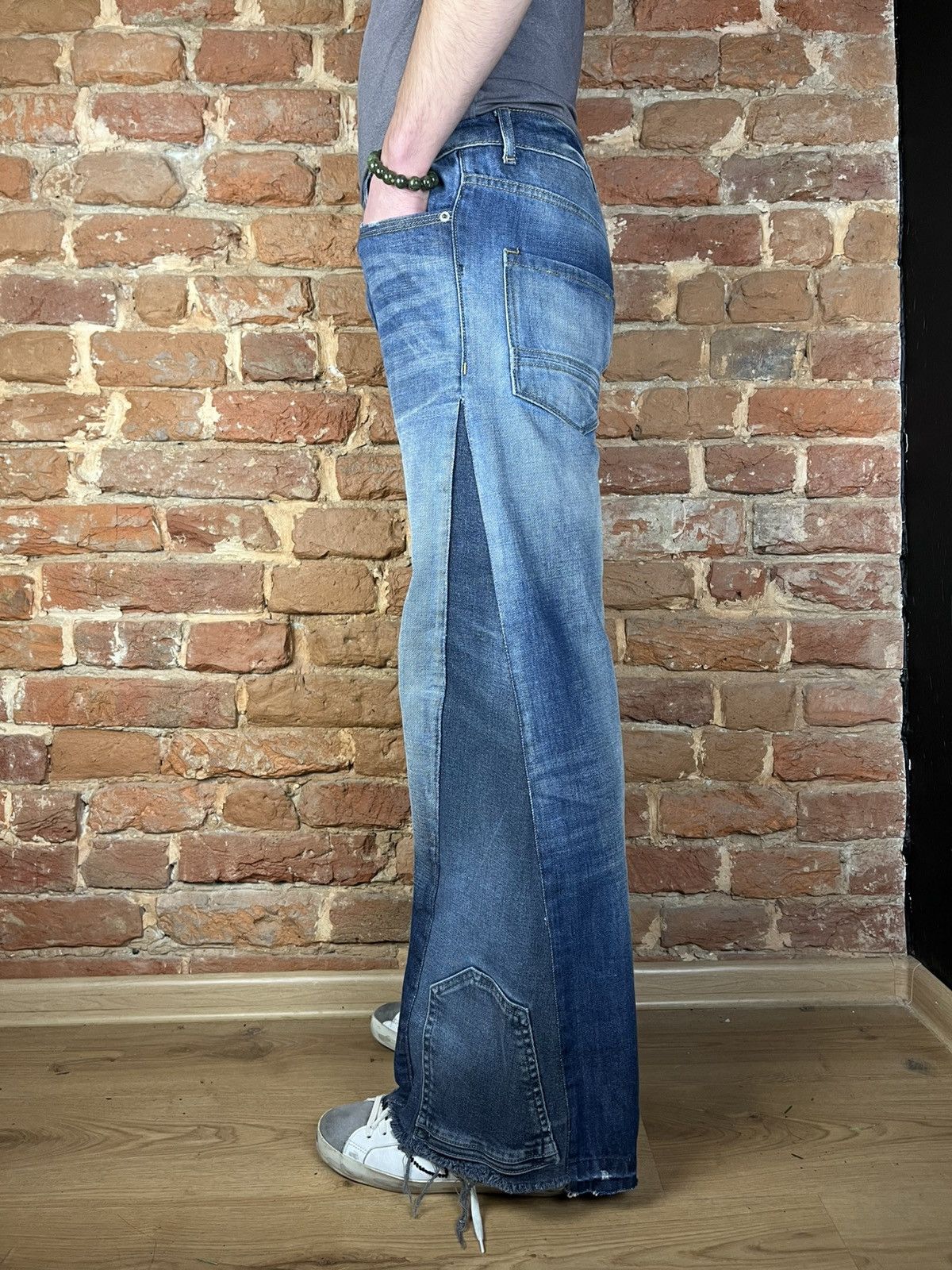Handmade Reworked custom handmade jeans pants flared distressed style Size US 31 - 5 Thumbnail