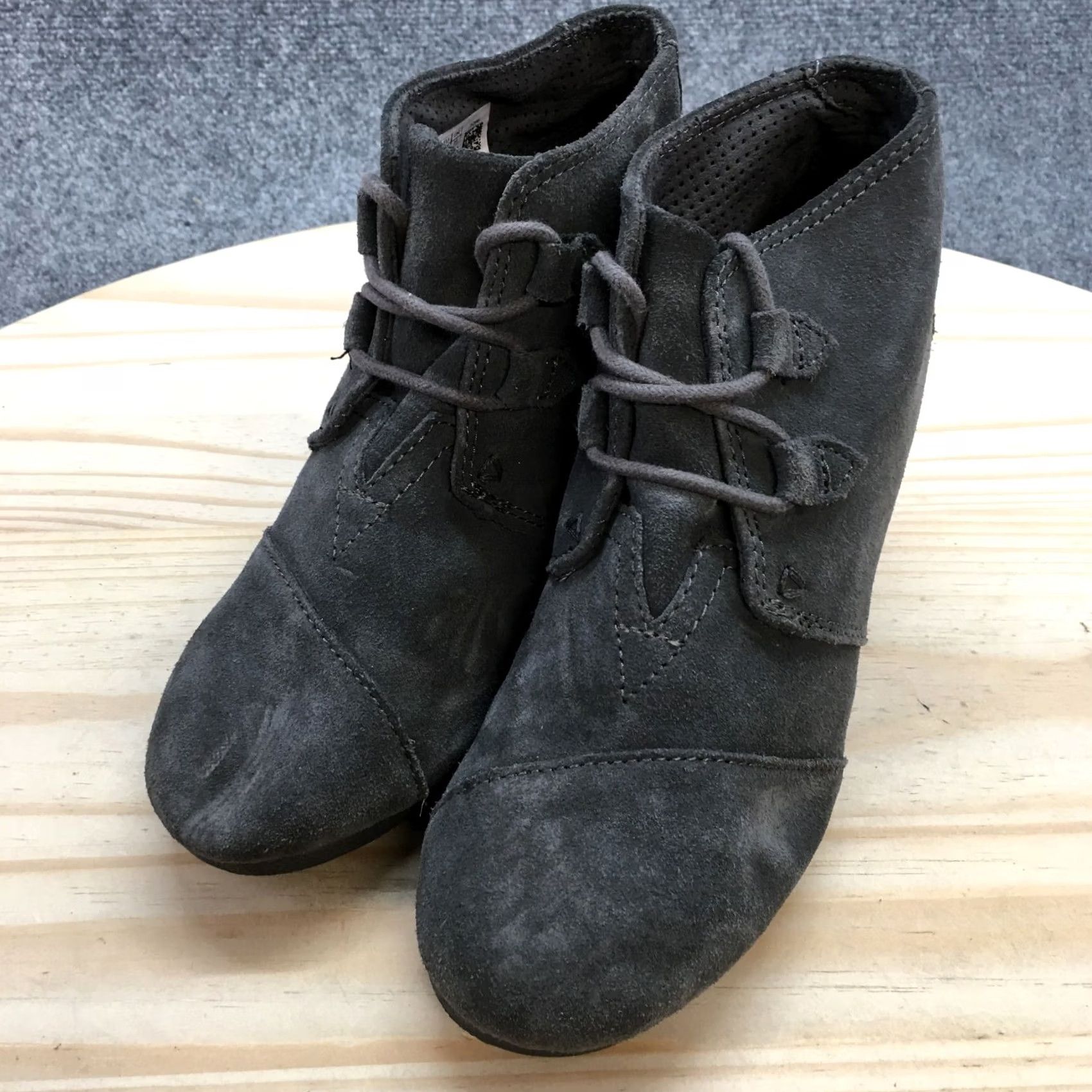 Toms Toms Boots Womens 6 Kala Desert Wedge Booties Gray Suede Lace Up 10012957 Size US 6 / IT 36 - 3 Thumbnail