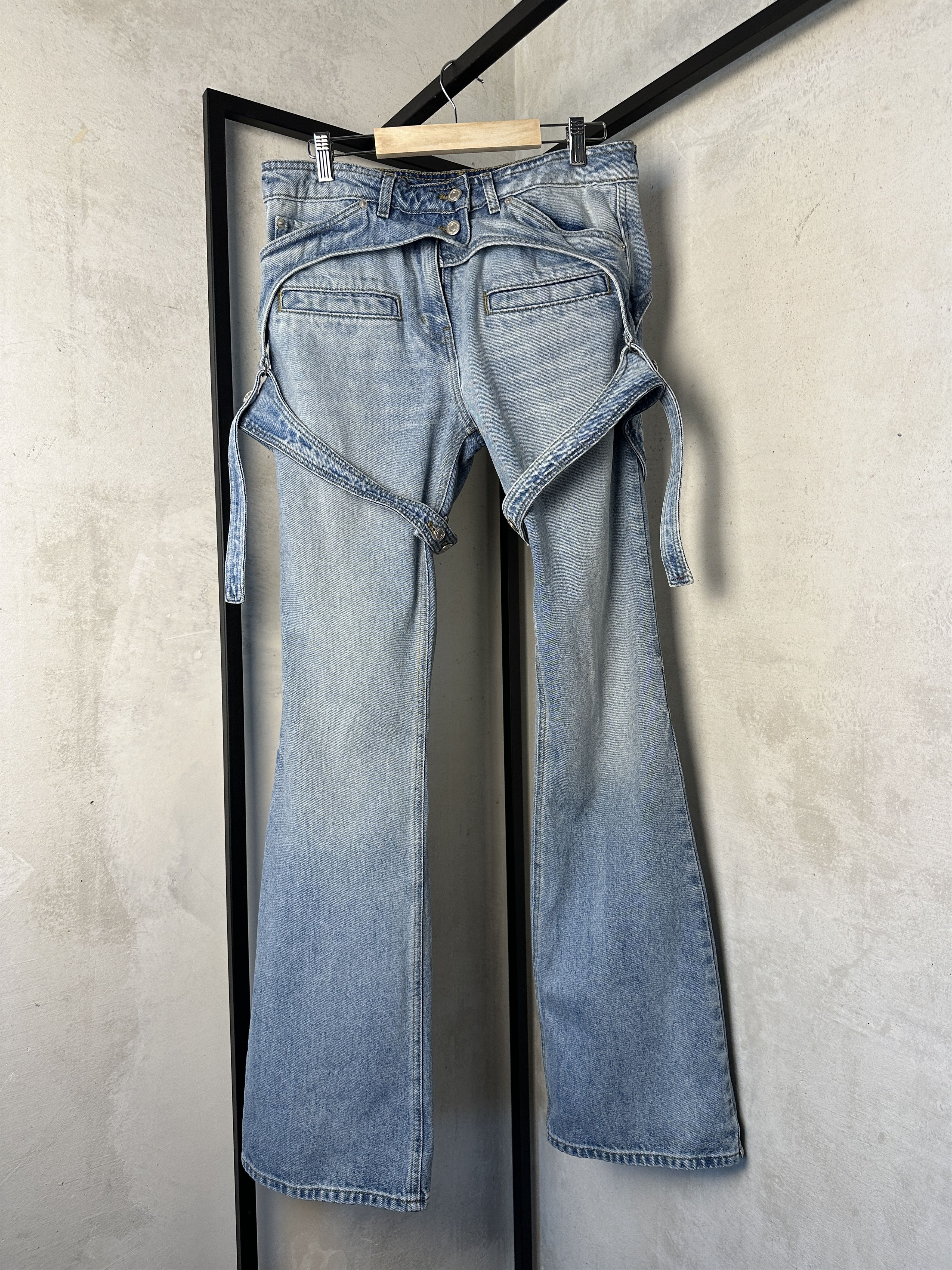 Courreges Solid Color RACER Bootcut Jeans with Adjustable Chaps Straps Size 28" / US 6 / IT 42 - 4 Thumbnail