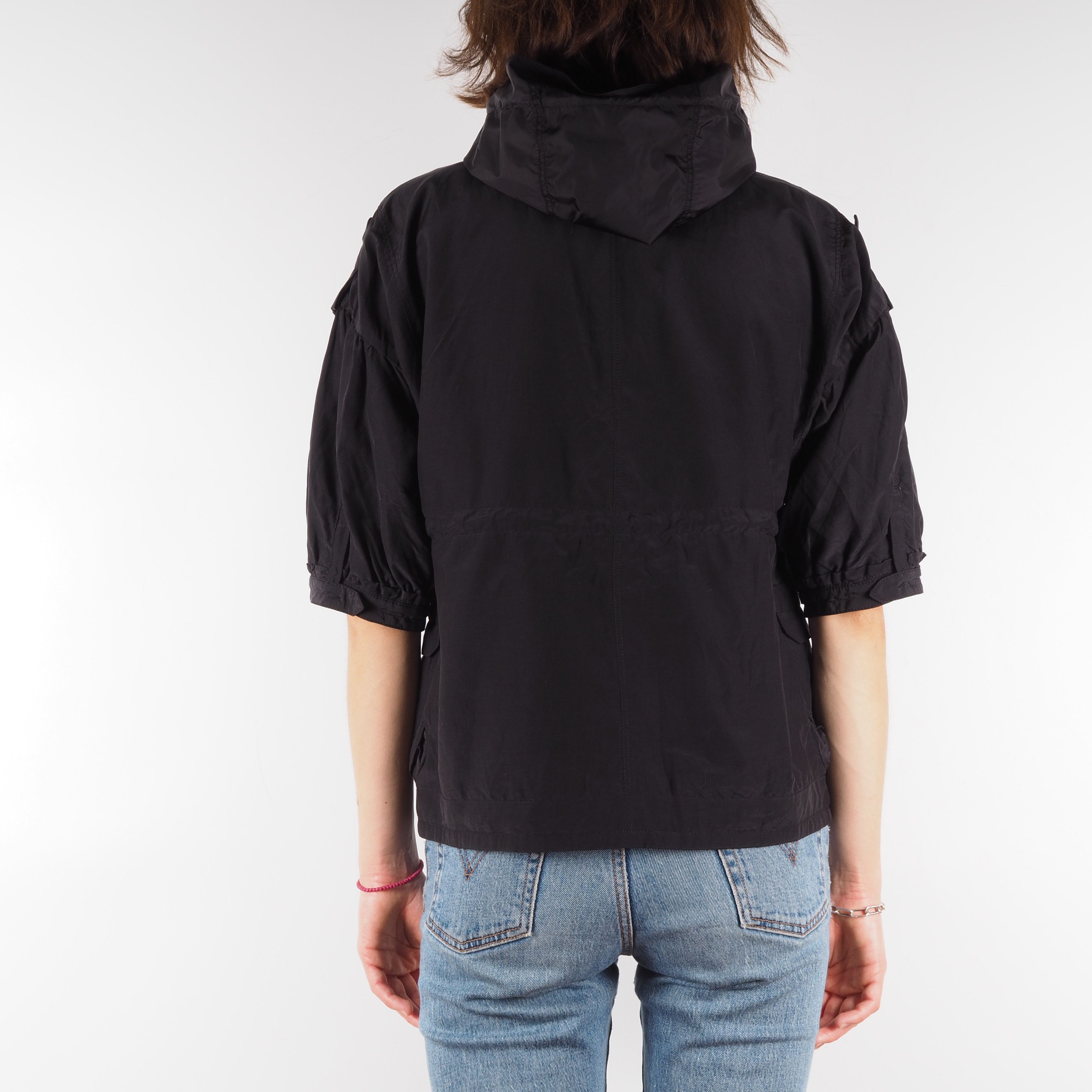 Prada Vintage Black Puff Sleeve Lightweight Zip Jacket