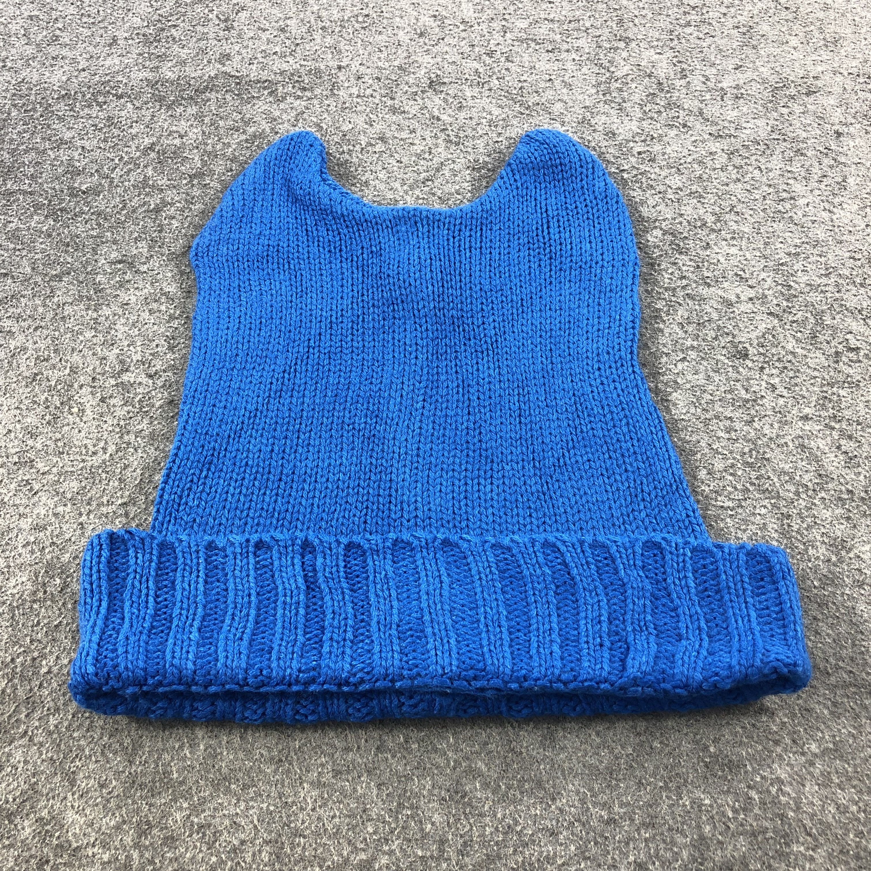 Vintage Blue Horned Beanie Snowcap Snow Hat B149 Size ONE SIZE - 2 Thumbnail