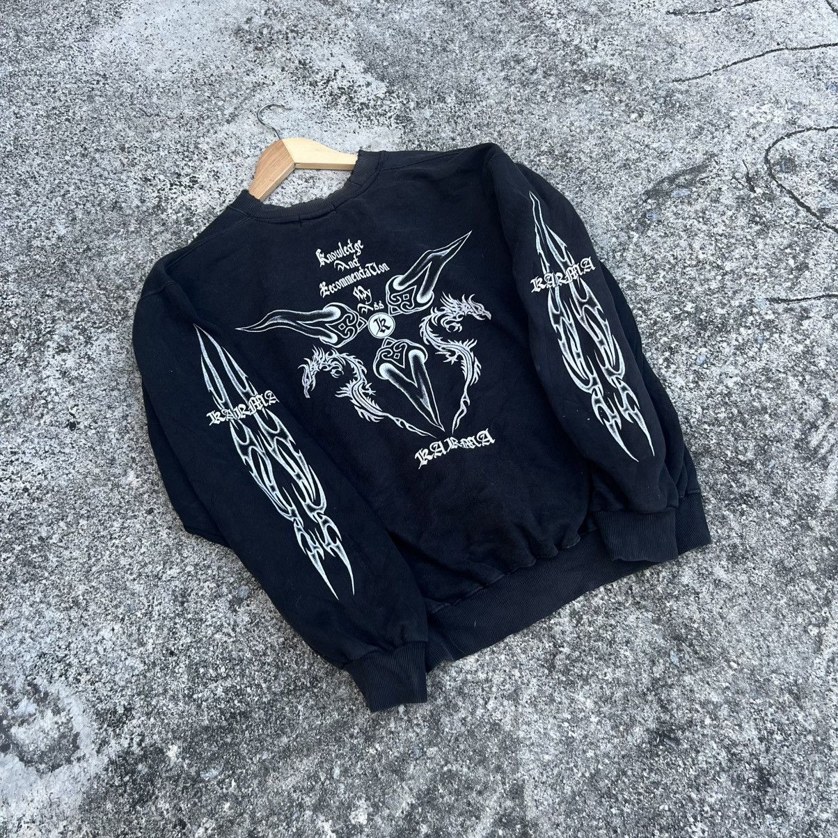 Japanese Brand “y2k style” KARMA TRIBAL TATTOO DISTRESS CREWNECK Size US L / EU 52-54 / 3 - 1 Thumbnail