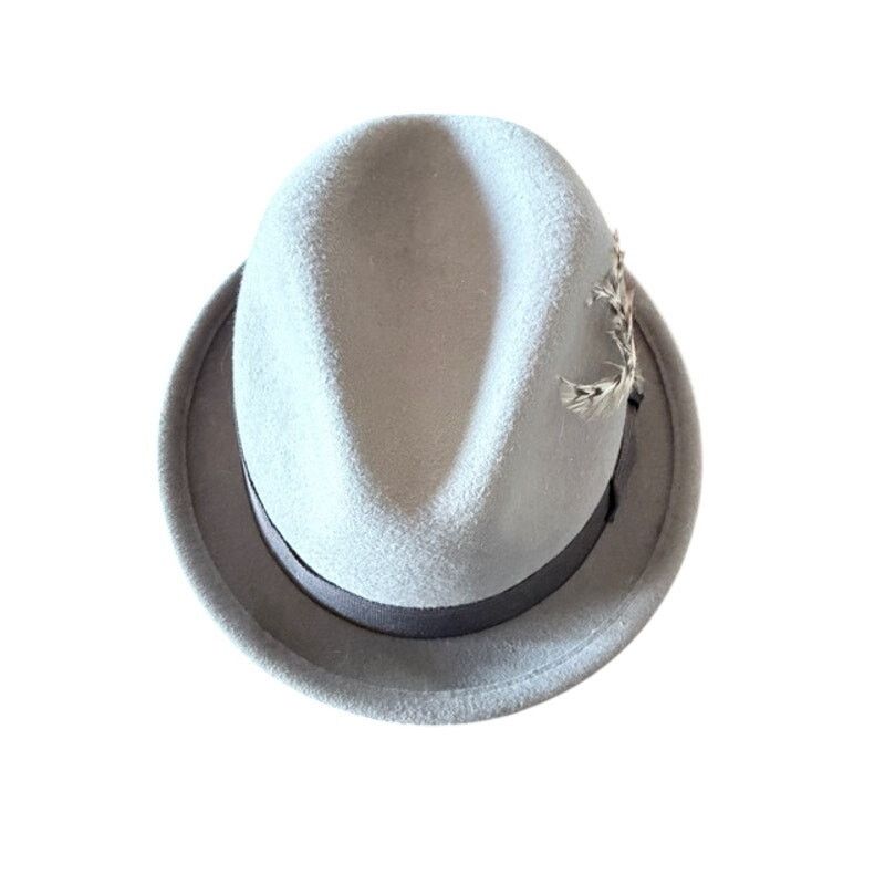 Brixton Brixton Wool Felt Fedora Hat Gray Feather Band Small Size 28 - 2 Thumbnail
