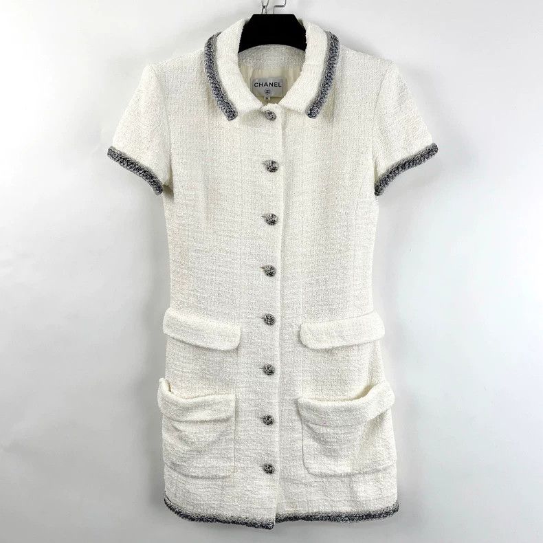 Chanel Chanel Rooftop series white silver thread braided dress Size XS / US 0-2 / IT 36-38 - 1 Thumbnail