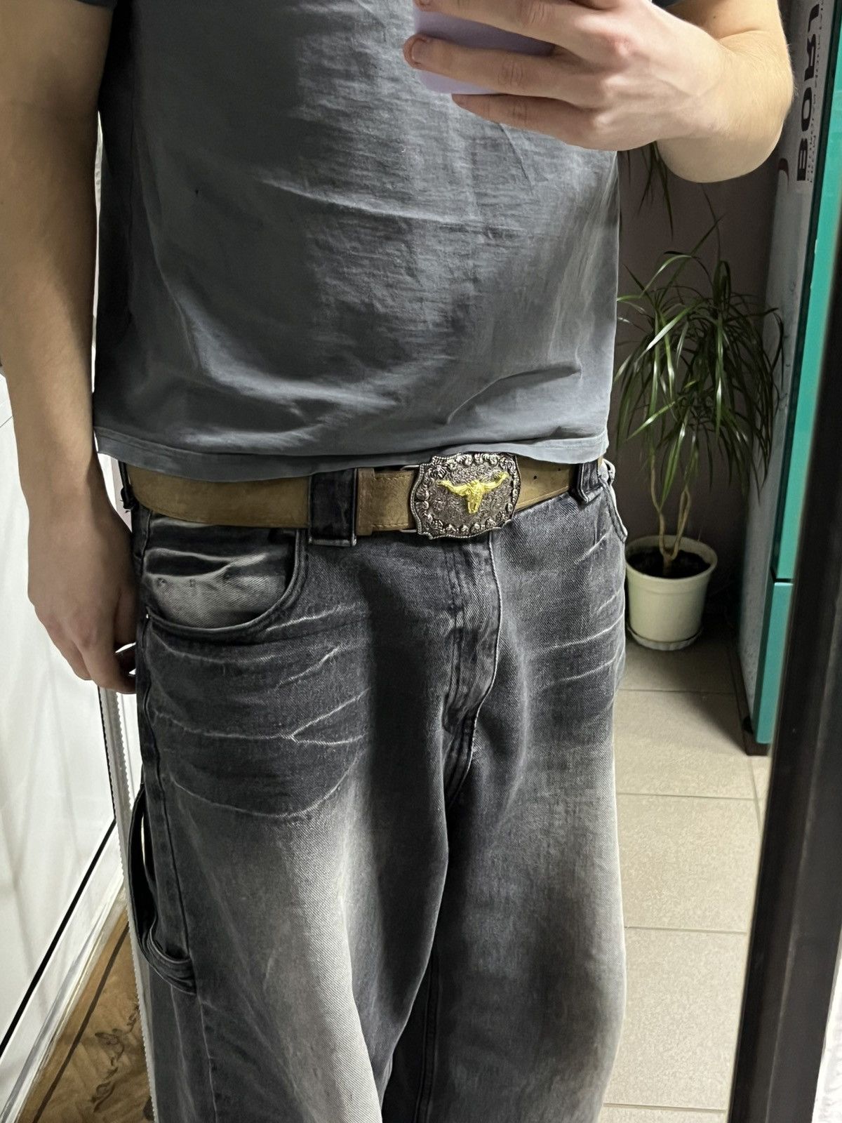 Vintage Vintage Leather Bull Belt Size ONE SIZE - 7 Thumbnail