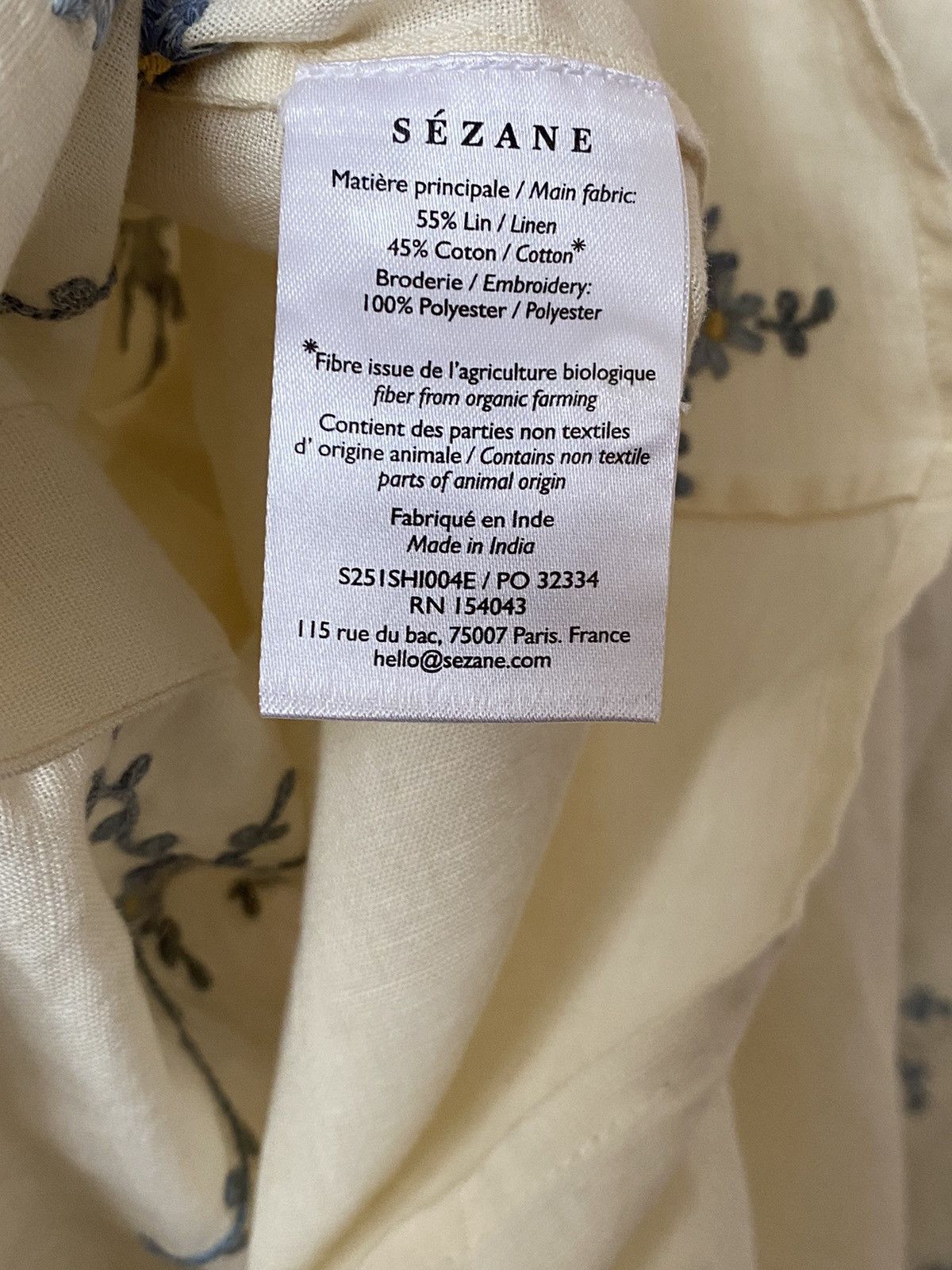 Sezane NWT Sezane Ambre Shirt Blue Bouquet Embroidery Size XS / US 0-2 / IT 36-38 - 9 Thumbnail