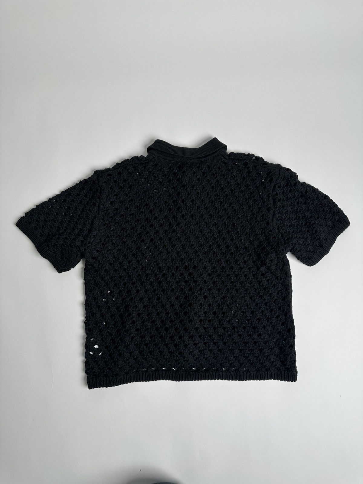 STUSSY BIG MESH POLO SWEATER Black XL