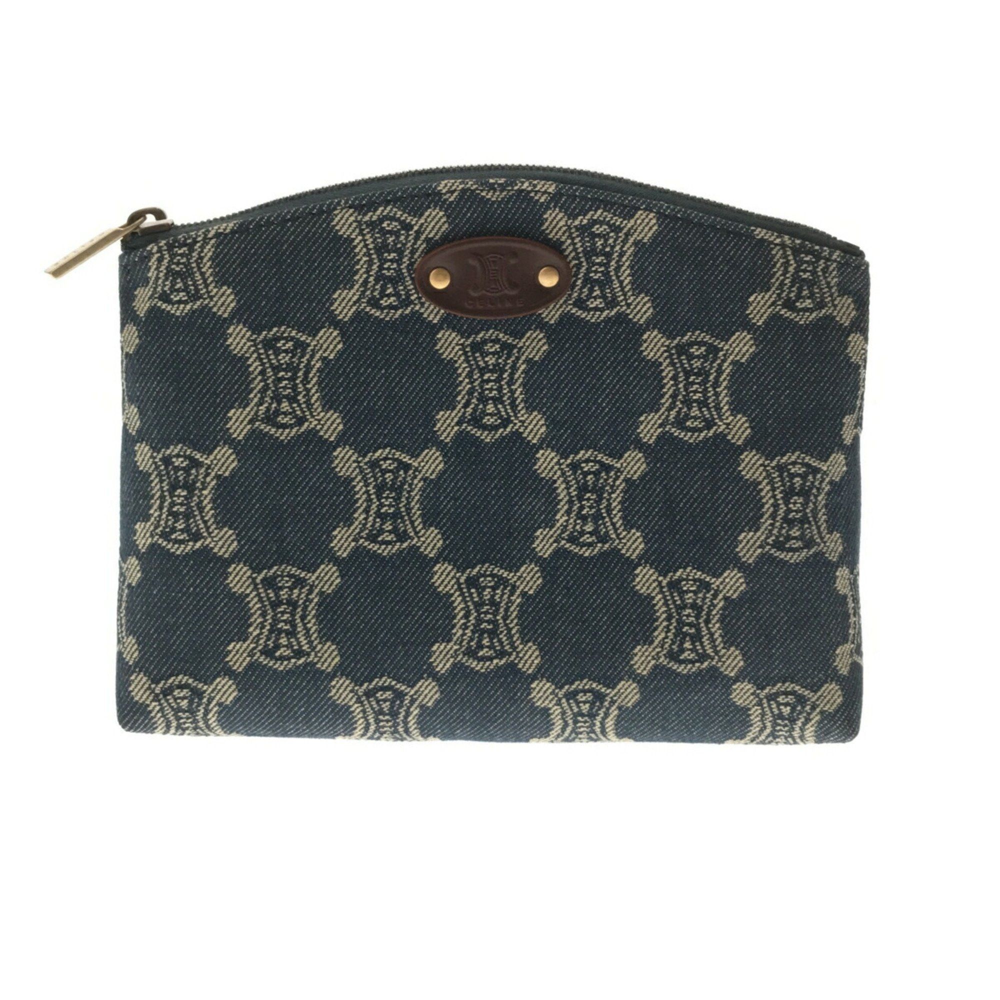 image of Celine Pouch Macadam Leather Blue Brown Ladies It91Bz4Utyp8, Women's
